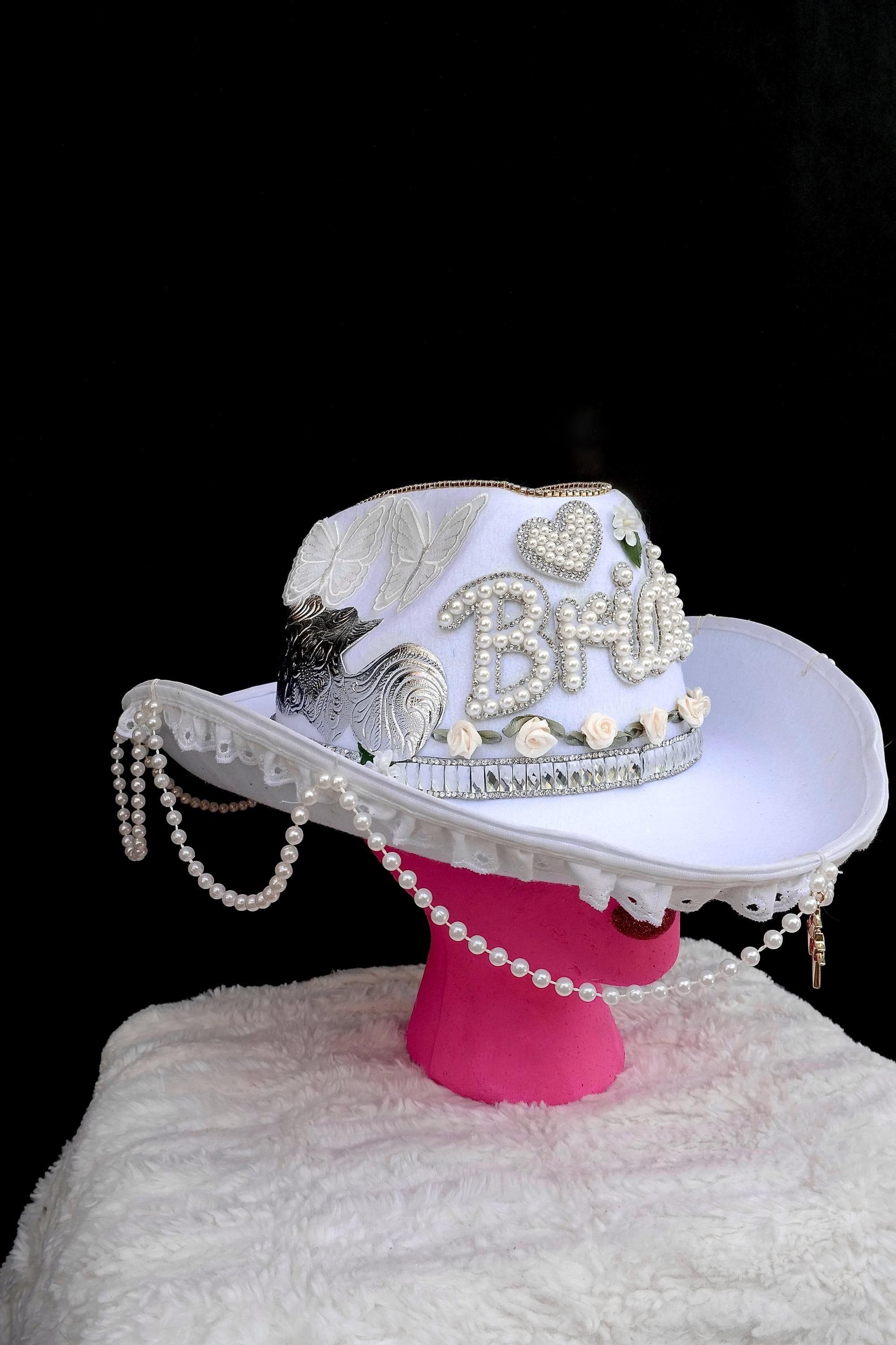 Handmade Pearl Bride Cowgirl Hat Size ONE SIZE - 5 Thumbnail