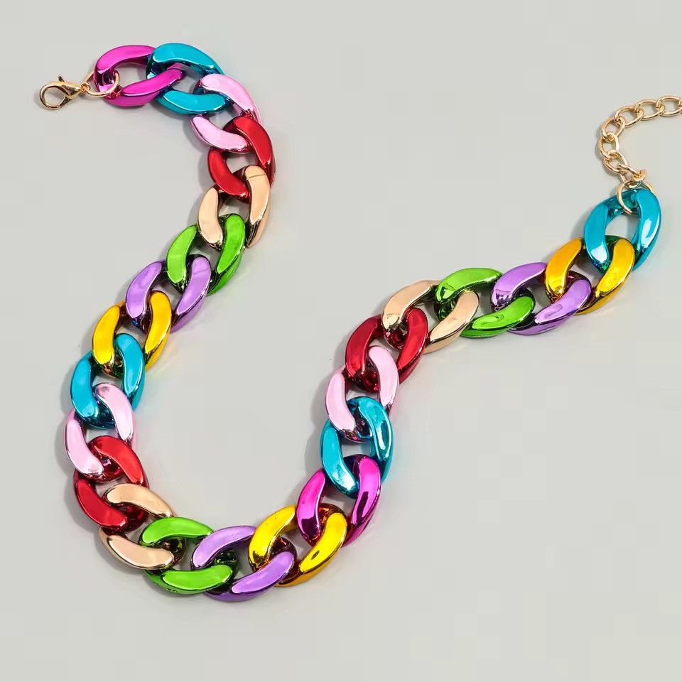 Other Y2K Acrylic Cuban Chain Choker Necklace Size ONE SIZE - 1 Thumbnail
