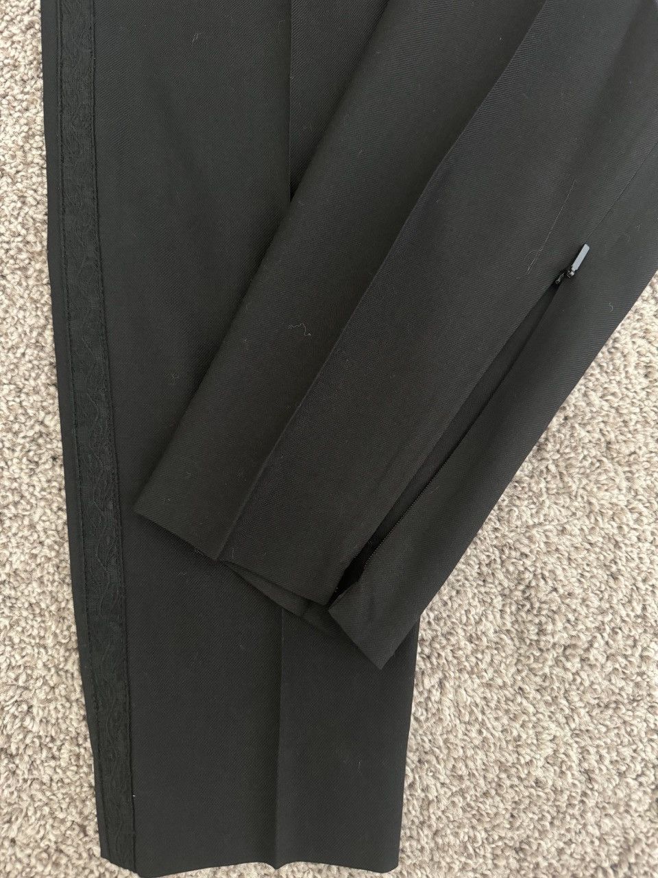 Saint Laurent Paris Saint Laurent Women’s Wool Black Side Embroidered Pants Size 32" / US 10 / IT 46 - 3 Thumbnail