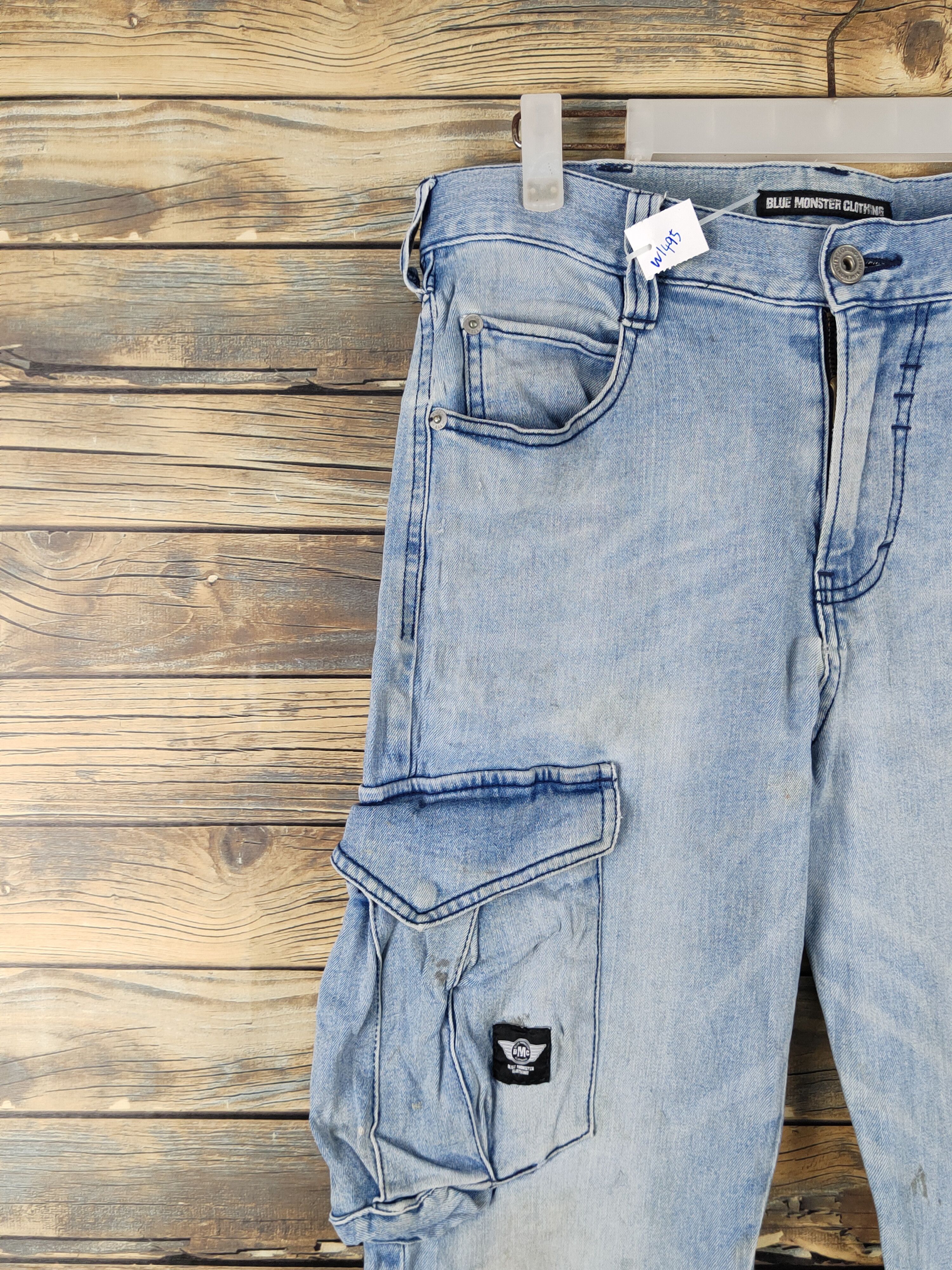 Japanese Brand Blue Monster Clothing Blue Distressed Ripped Jeans #W1495 Size US 31 - 4 Thumbnail
