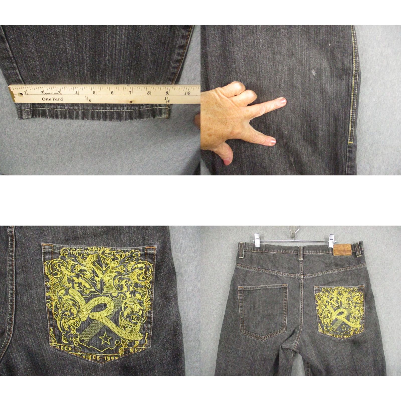 Rocawear Rocawear Jeans Men 36x33 Baggy Loose Fit Black Wash Denim Hip Hop Y2K Distressed Jeans Mens 36” Waist 33” Inseam Size US 36 / EU 52 - 8 Thumbnail
