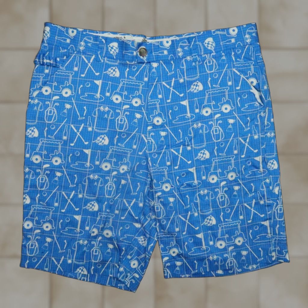 Vintage Royal & Awesome Shorts Mens 38 Blue White Best Laid Plans Golf Chino Size US 38 / EU 54 - 1 Thumbnail