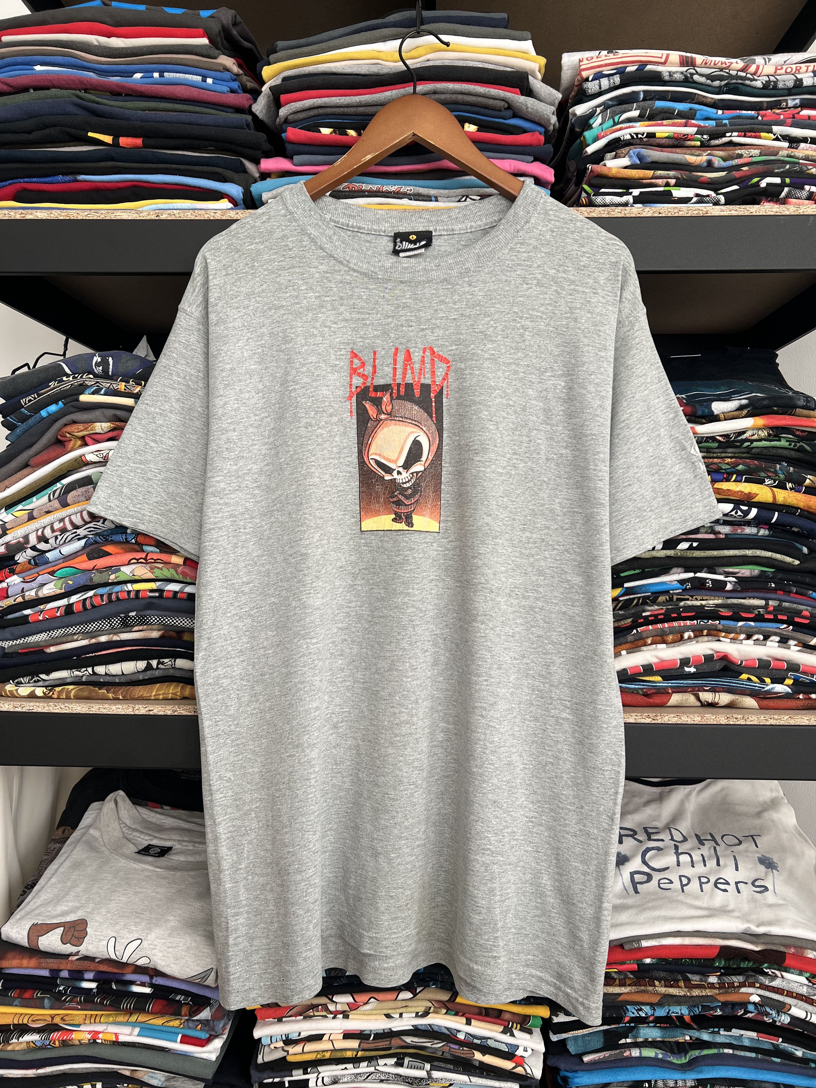 image of Hook Ups x Vintage 90's Blind Skateboards Gray Tee in Grey, Men's (Size Large)