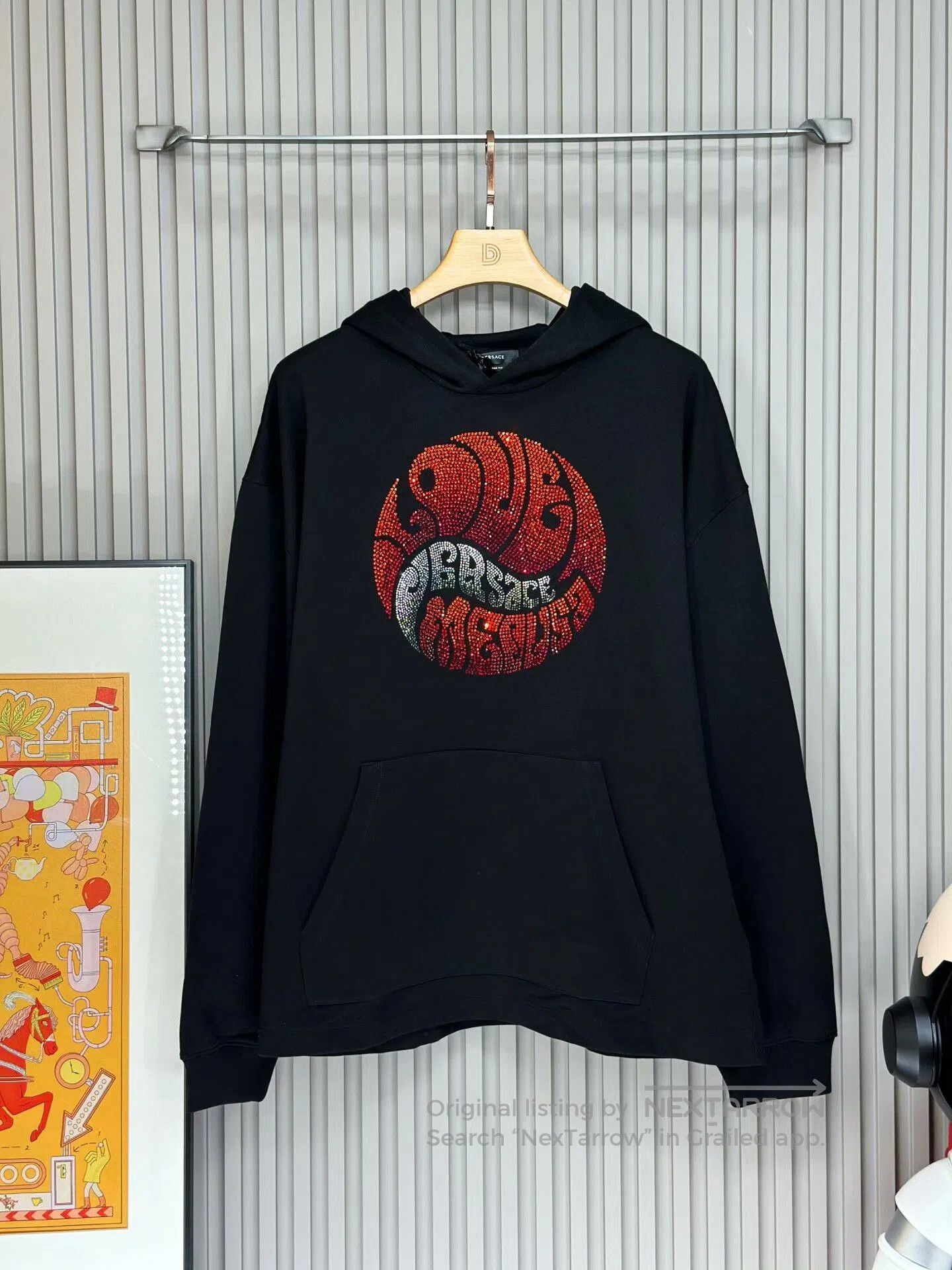 Versace versace black hoodie with rhinestone design. Size US L / EU 52-54 / 3 - 1 Thumbnail