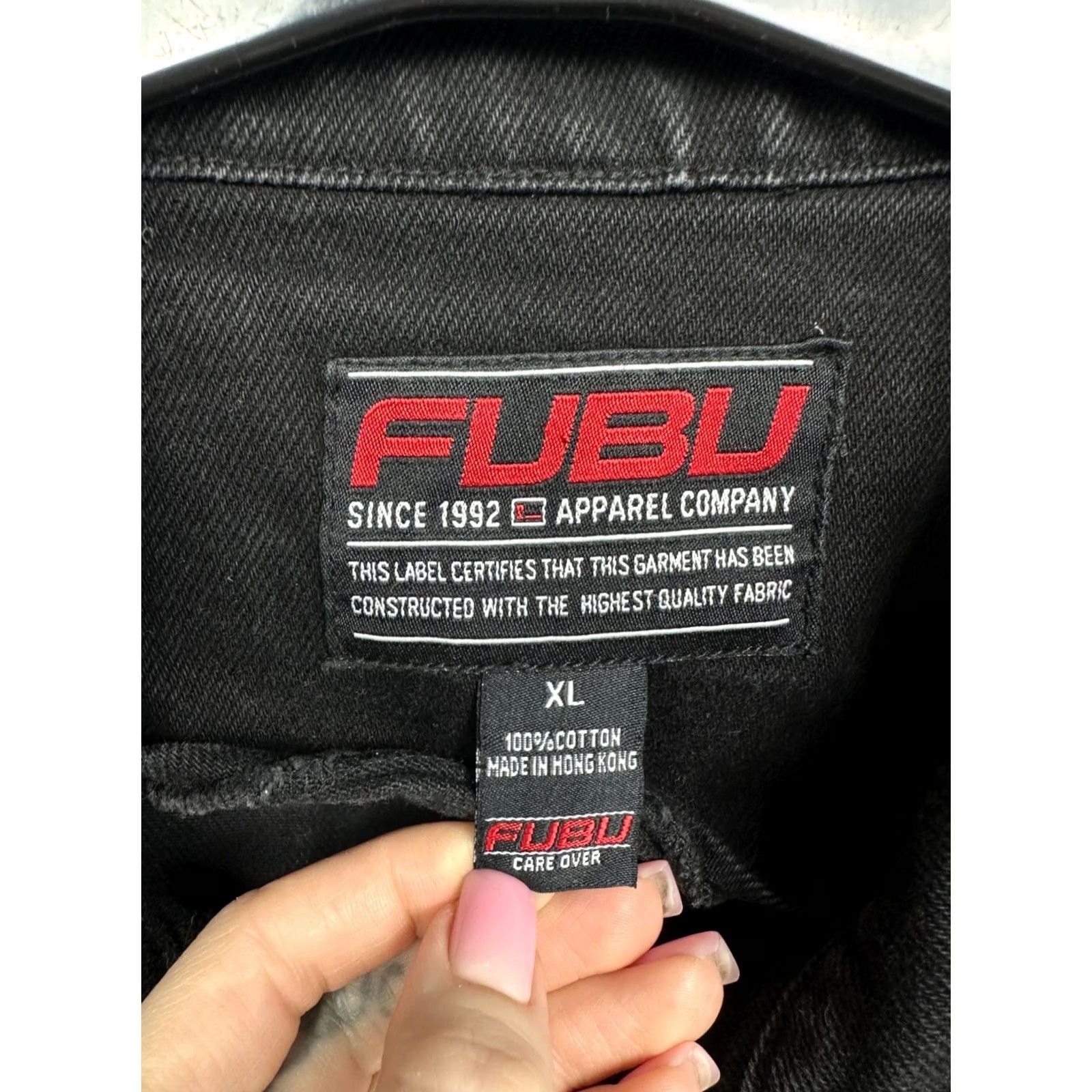 Fubu FUBU 90s Vintage Mens Heavy Denim Jacket XL Black Denim Jacket Jeans Windbreaker Mens XL Velcro Zip Size US XL / EU 56 / 4 - 4 Thumbnail