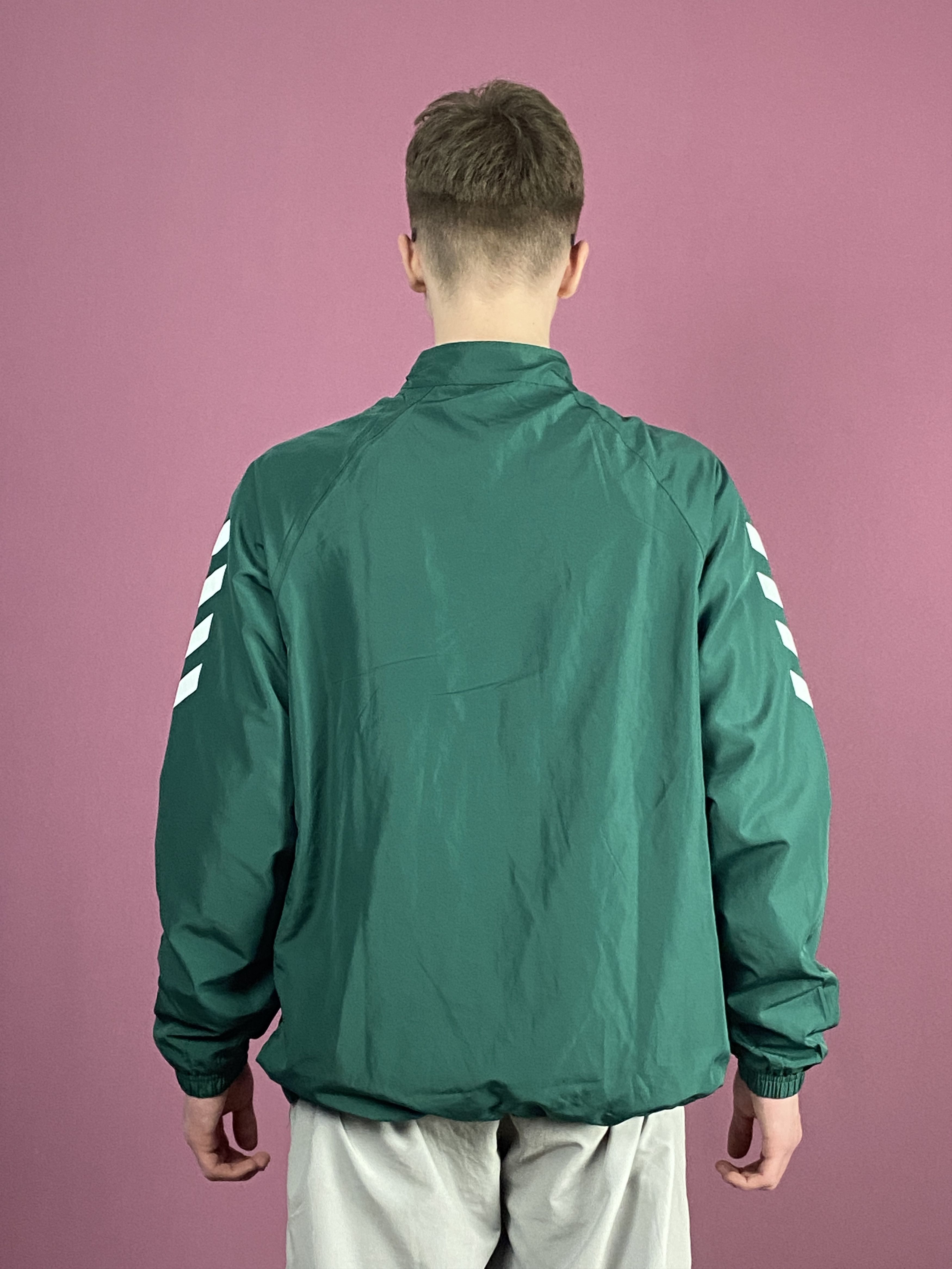 Hummel × Vintage Hummel Vintage Men's Windbreaker Jacket - L Green Polyester Size US L / EU 52-54 / 3 - 3 Thumbnail
