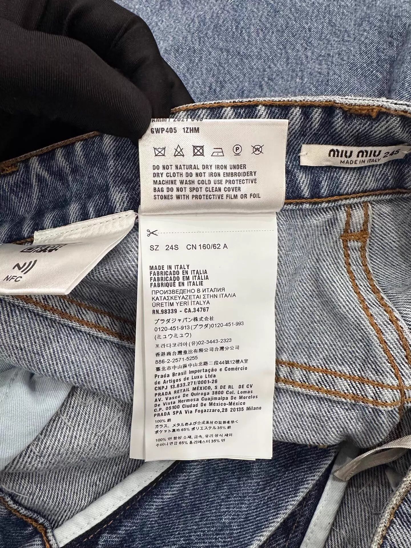 Miu Miu MIU MIU Women's Blue Crystal Rivet Logo Jeans 24 New Size 24" / US 00 / IT 34 - 7 Thumbnail