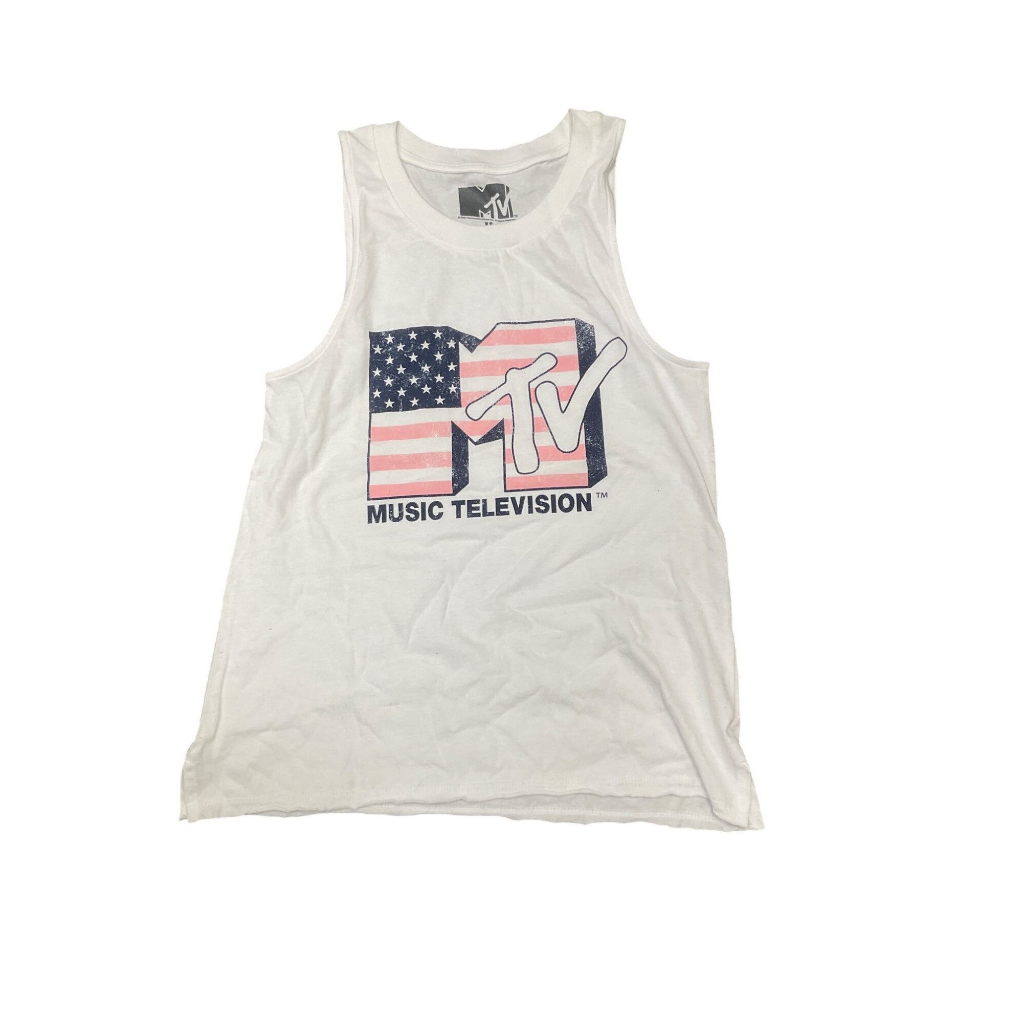 Mtv MTV Retro Sleeveless Tank Top S White Cotton Americana Flag Size S / US 4 / IT 40 - 2 Thumbnail