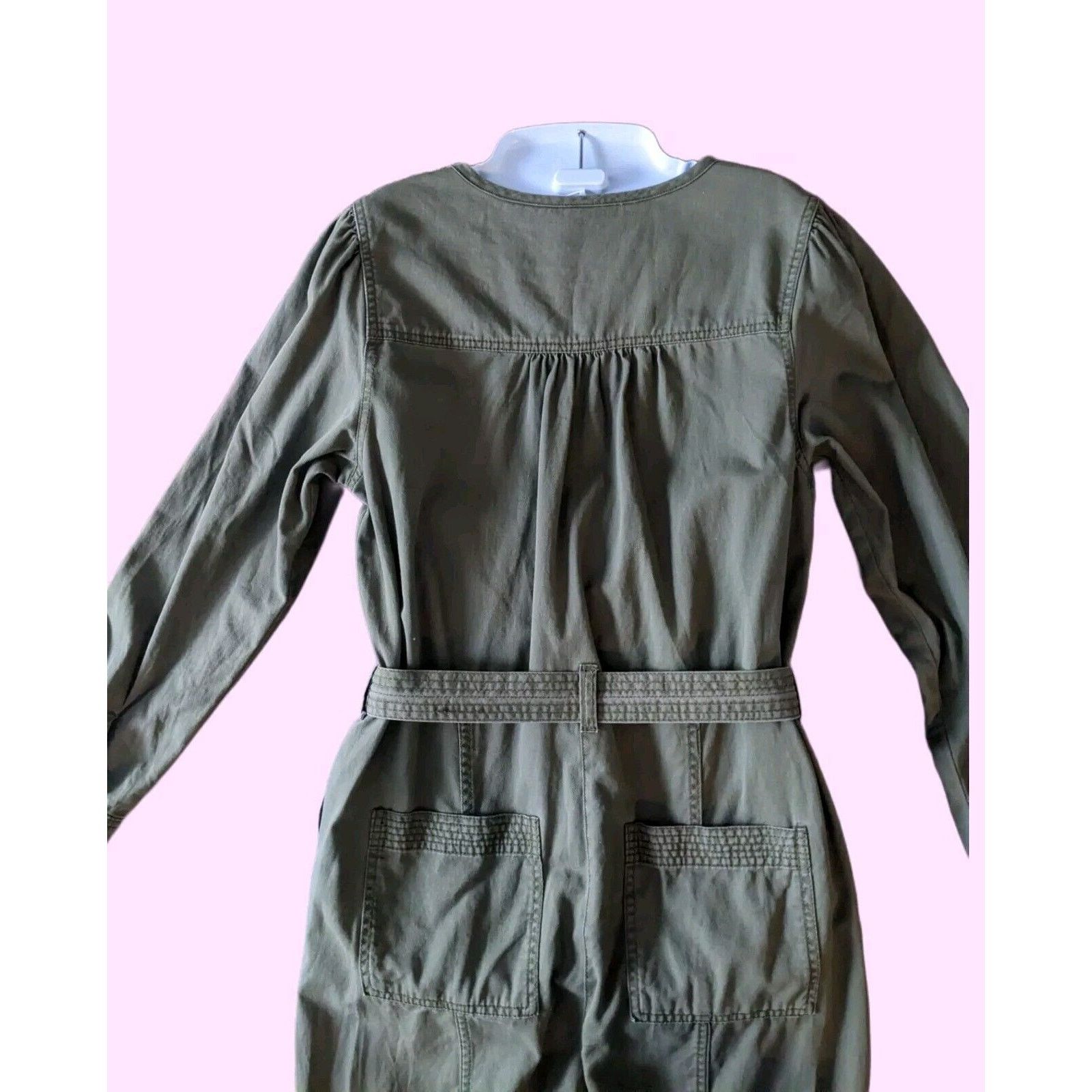 Old Navy Old Navy Jumpsuit/ Coverall Women's Green Belted Canvas Med Size 30" / US 8 / IT 44 - 2 Thumbnail