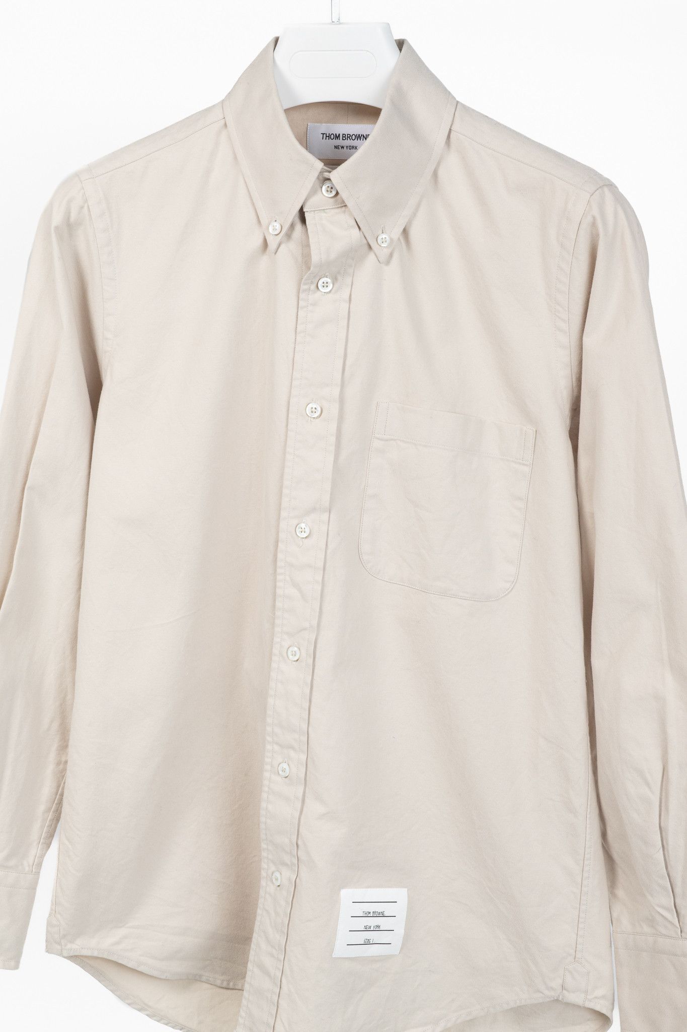 Thom Browne Thom Browne AW/23 Beige Cotton Flannel Back-Stripe Shirt Size US S / EU 44-46 / 1 - 3 Thumbnail