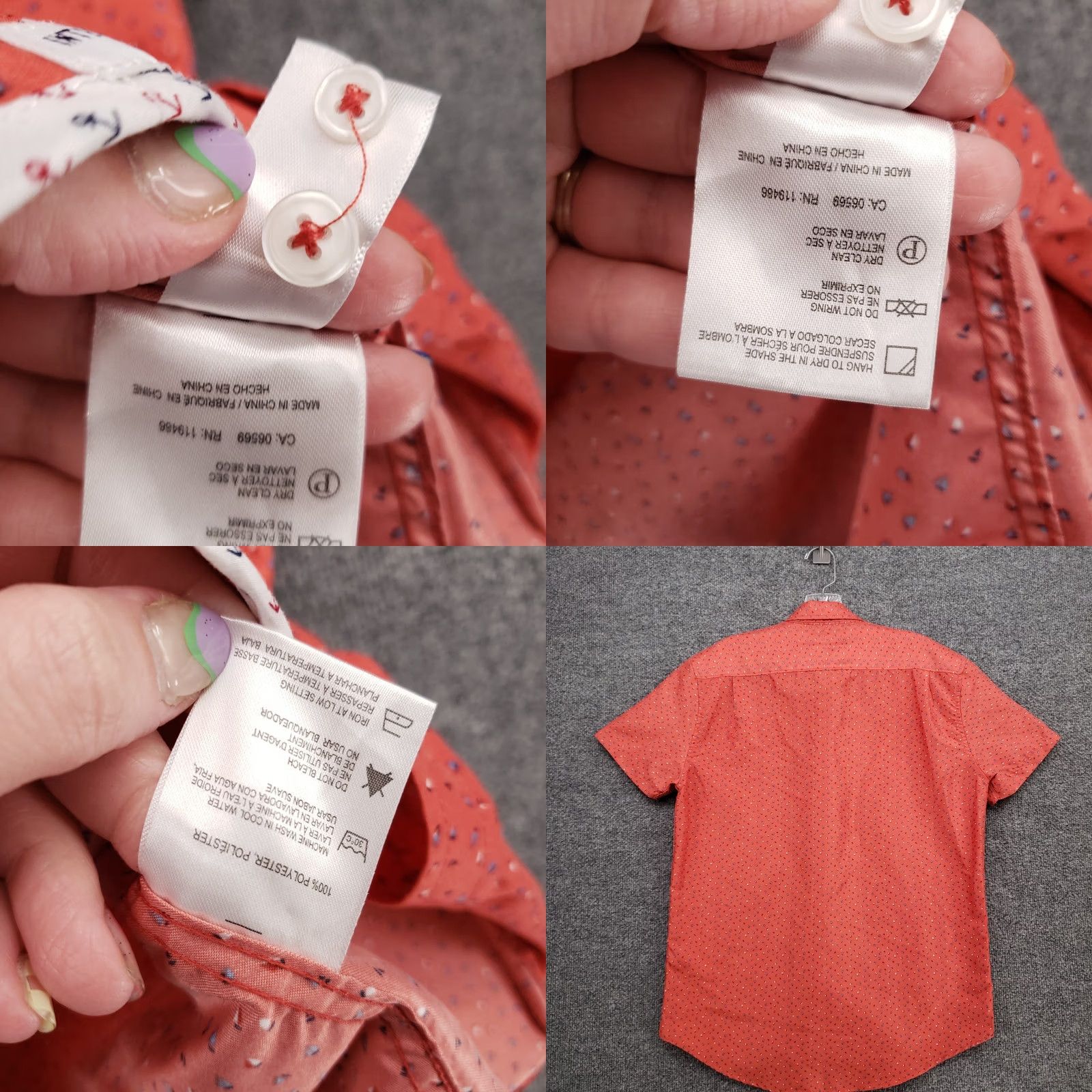 Vintage International Report Button-Down Shirt Mens Small Orange Holiday Tropical Collection Geometric Short Sleeve Collared Button-Up Size US S / EU 44-46 / 1 - 8 Thumbnail