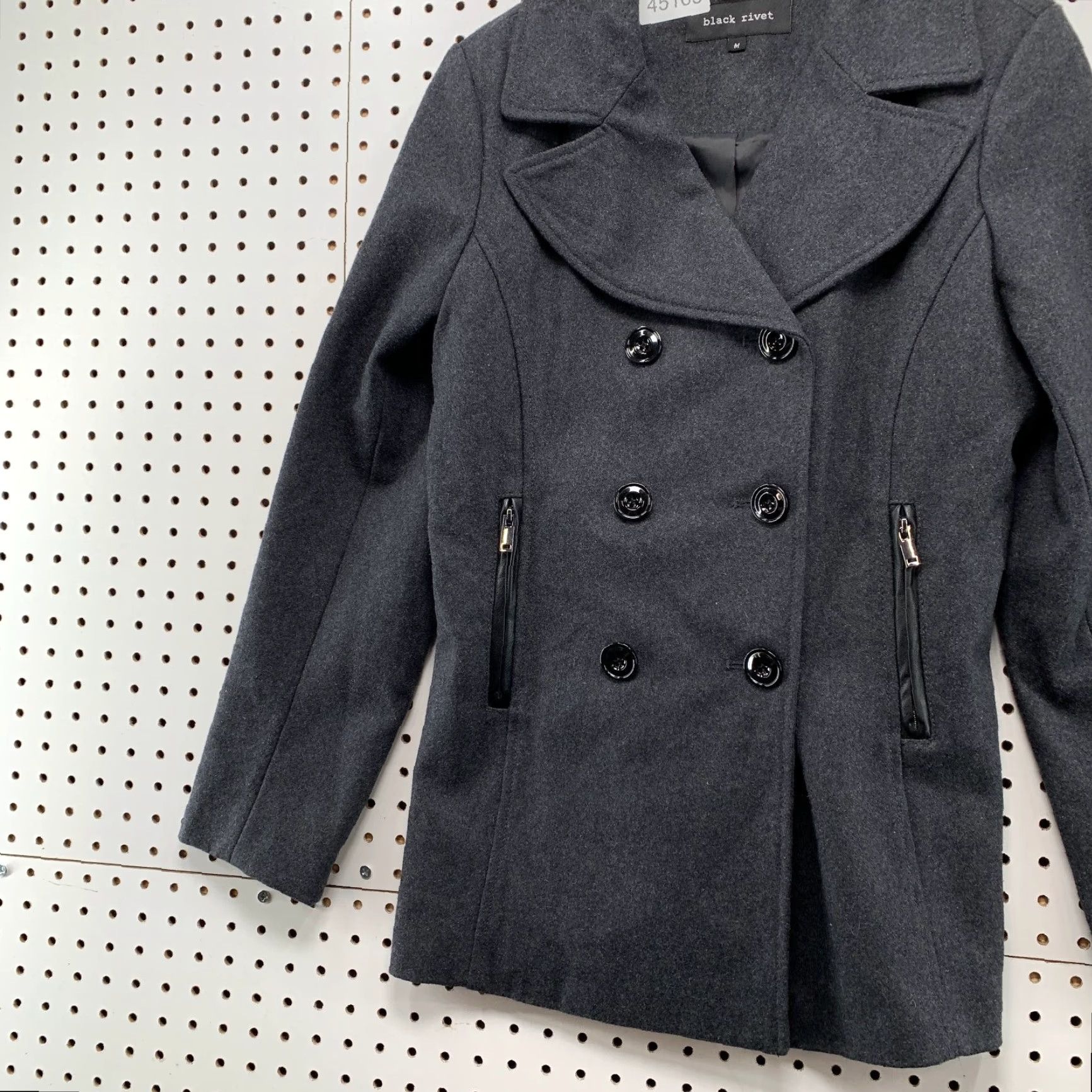Doublet **Womens Black Wool Double Breasted Peacoat Medium Business Work NWT** User: **Womens Medium Black Wool Double Breasted Peacoat Business Work NWT** Size M / US 6-8 / IT 42-44 - 3 Thumbnail