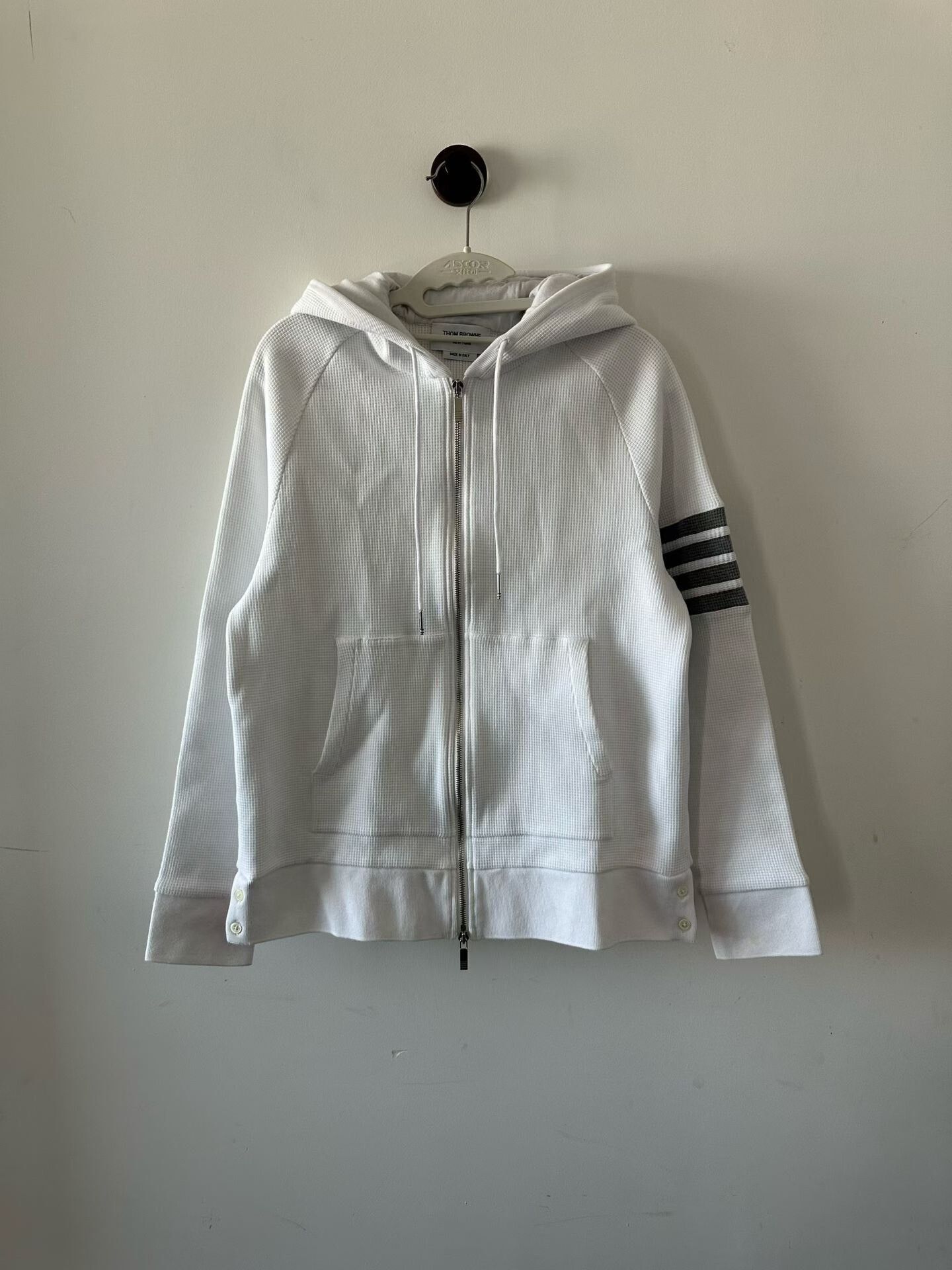Thom Browne Thom Browne White Waffle Zip Hoodie Size US L / EU 52-54 / 3 - 1 Thumbnail