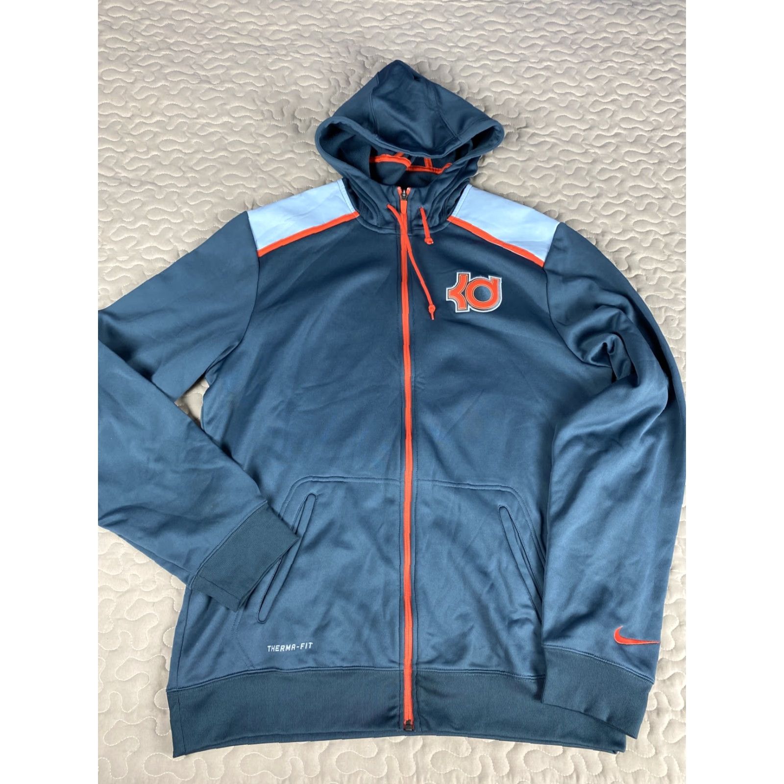 Nike VINTAGE Kevin Durant KD Nike Therma Fit Hoodie Jacket Sweatshirt LT Tall Basketball Mens Gray Full Zip KD Basketball Size US L / EU 52-54 / 3 - 2 Thumbnail