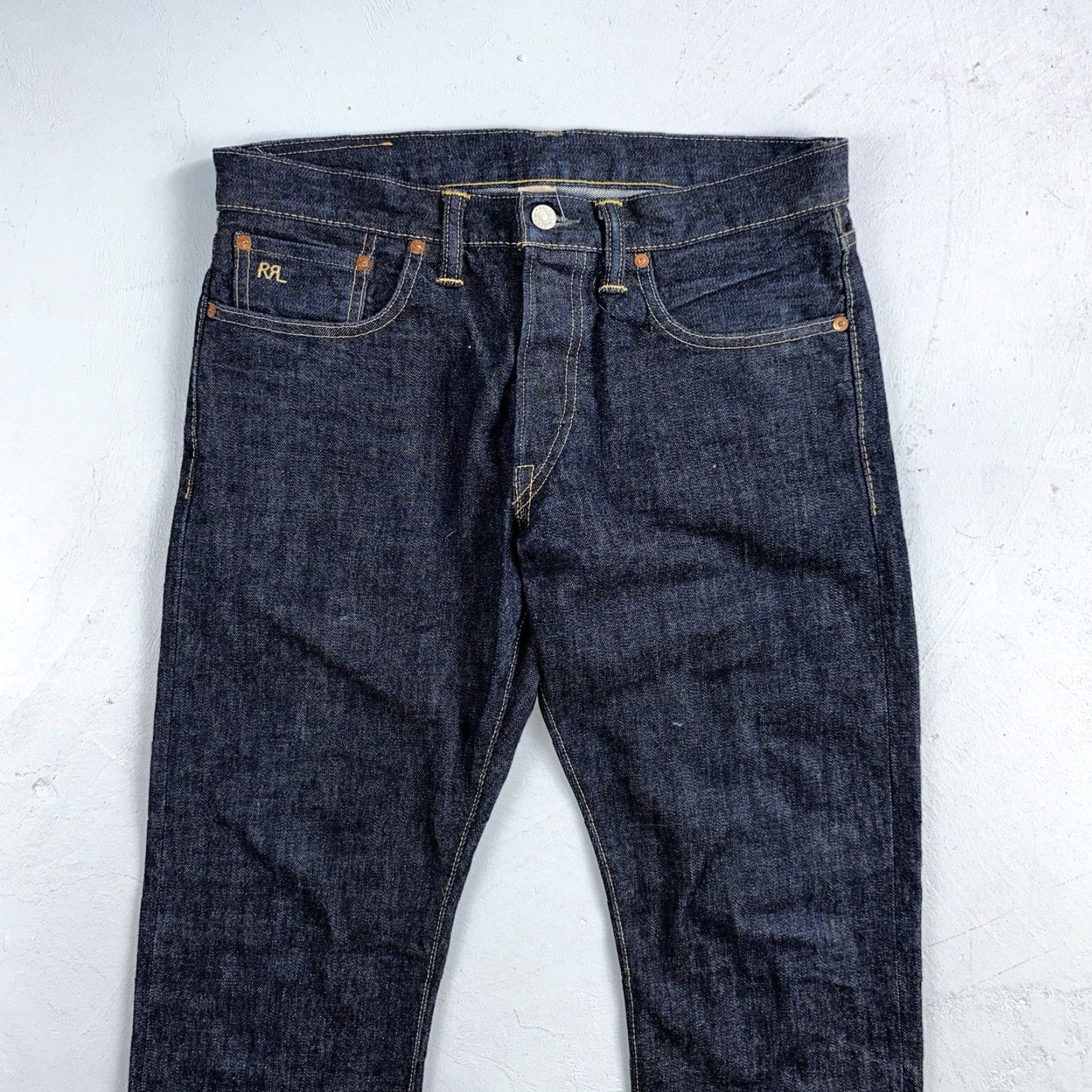Vintage RRL Men's Slim Fit Blue Denim Jeans 31x32 Dark Selvedge Cowboy USA Size US 31 - 2 Thumbnail