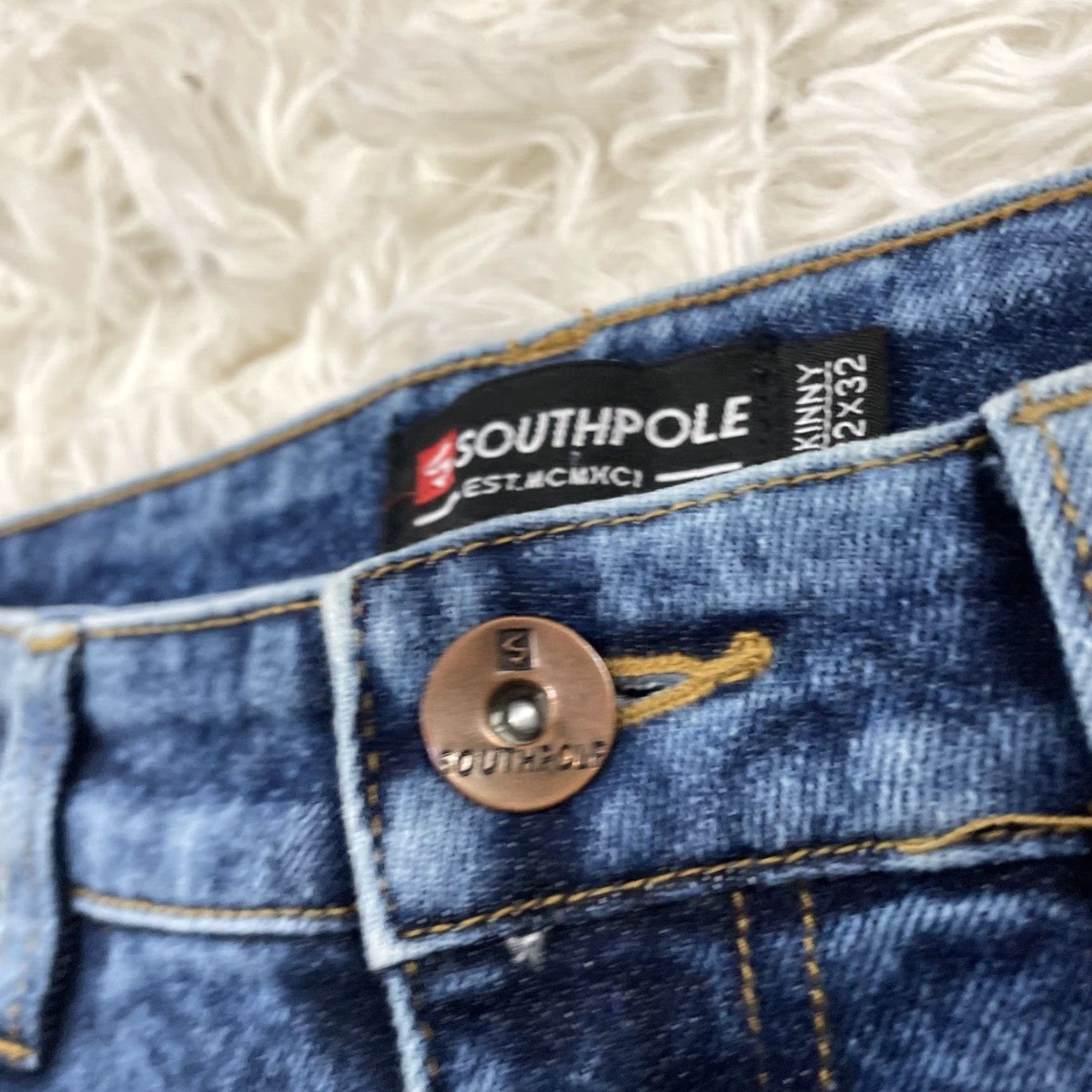 Southpole SOUTHPOLE Jeans Men 32x31 Y2k Streetwear Acid Fade Wash Blue Hip Hop Moto Denim Jeans Size US 33 - 5 Thumbnail