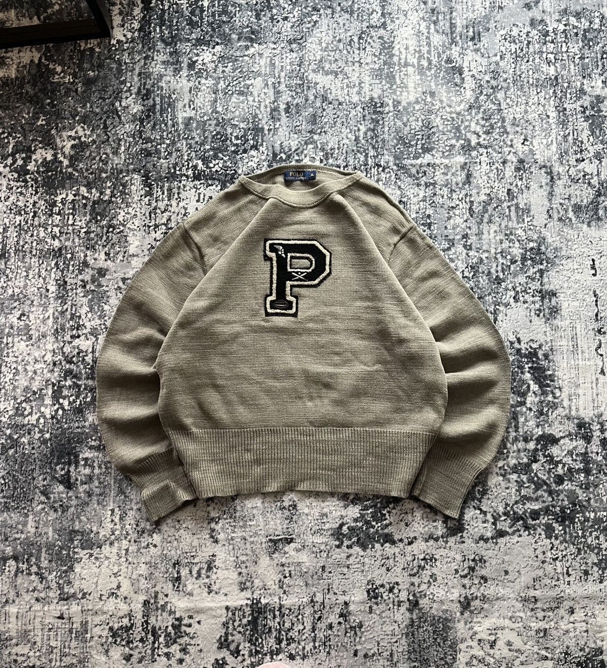 Polo Ralph Lauren Vintage Ralph Lauren 5th Ave Knit Sweater Varsity Letter P Size US XL / EU 56 / 4 - 1 Thumbnail