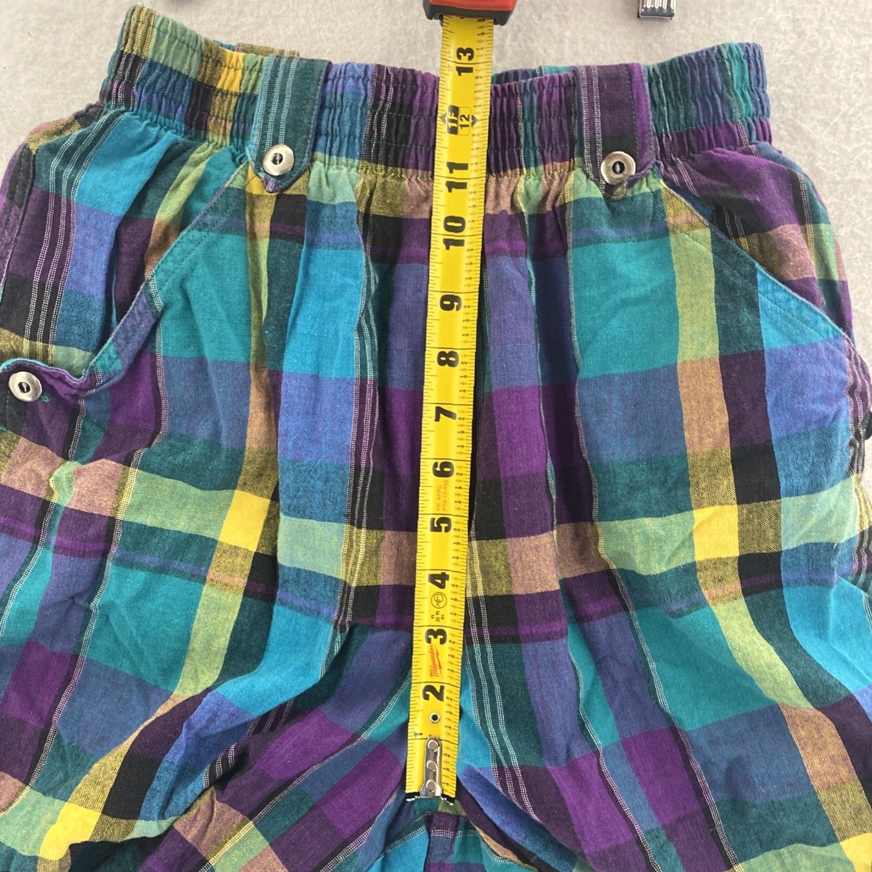 Vintage VINTAGE Hunt Club 90s High Rise Purple Plaid Mom Shorts Womens Medium Size 32" / US 10 / IT 46 - 5 Thumbnail