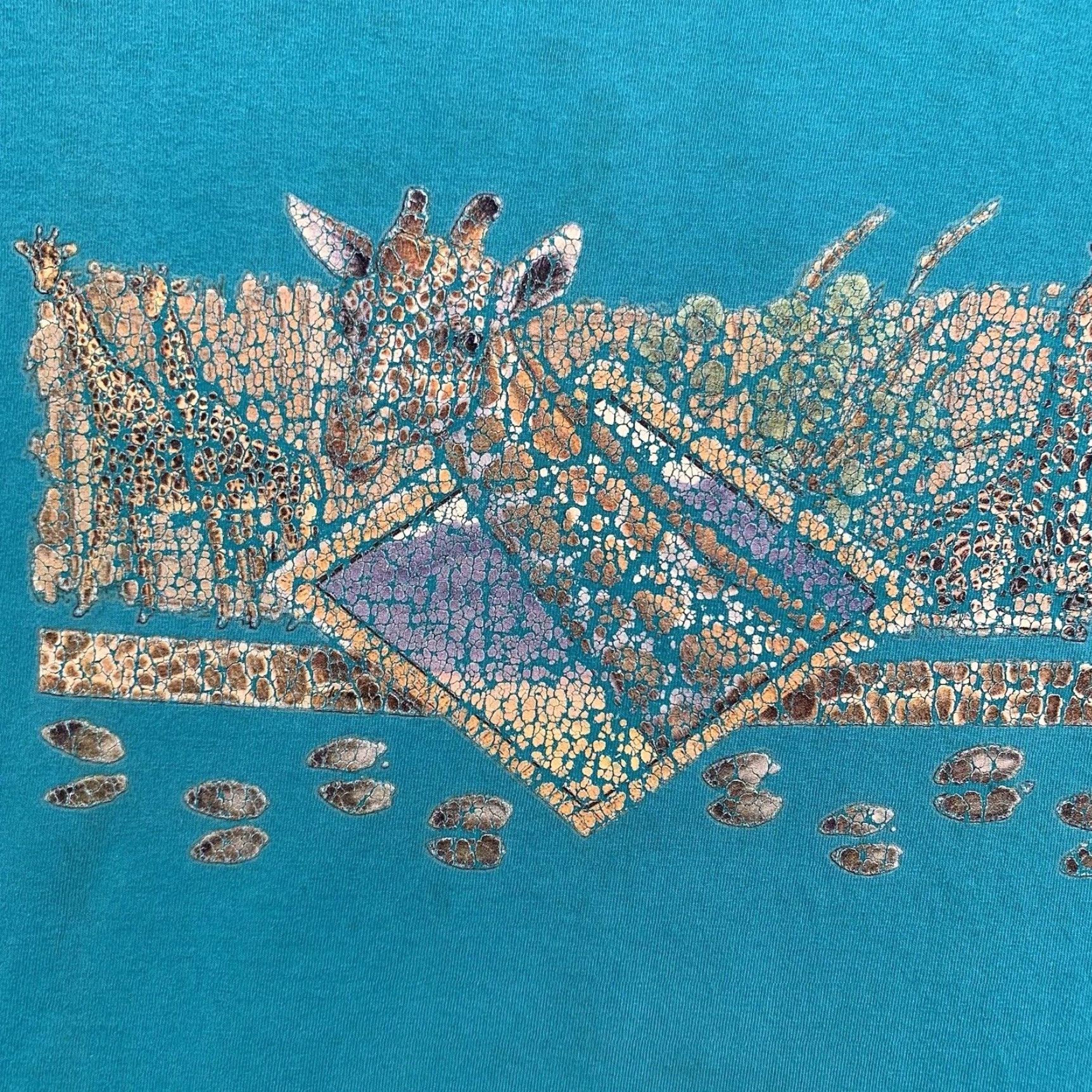 Vintage VINTAGE Single Brand T-Shirt Unisex Adults 2X Lagoon Blue Giraffe Animal Print 90s Nature, All Seasons Size US XXL / EU 58 / 5 - 2 Thumbnail