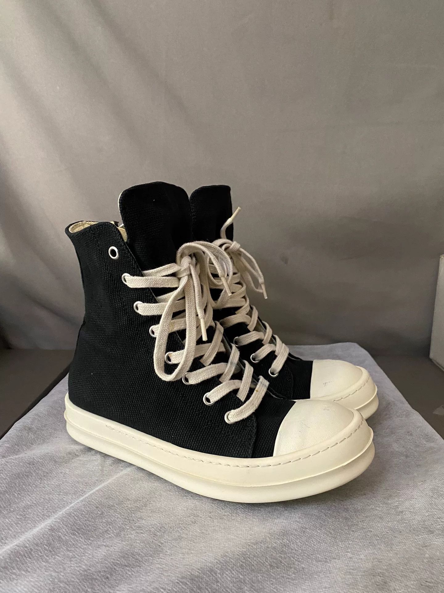 Rick Owens rick owens high-top black canvas sneakers Size US 5.5 / EU 38 - 3 Thumbnail