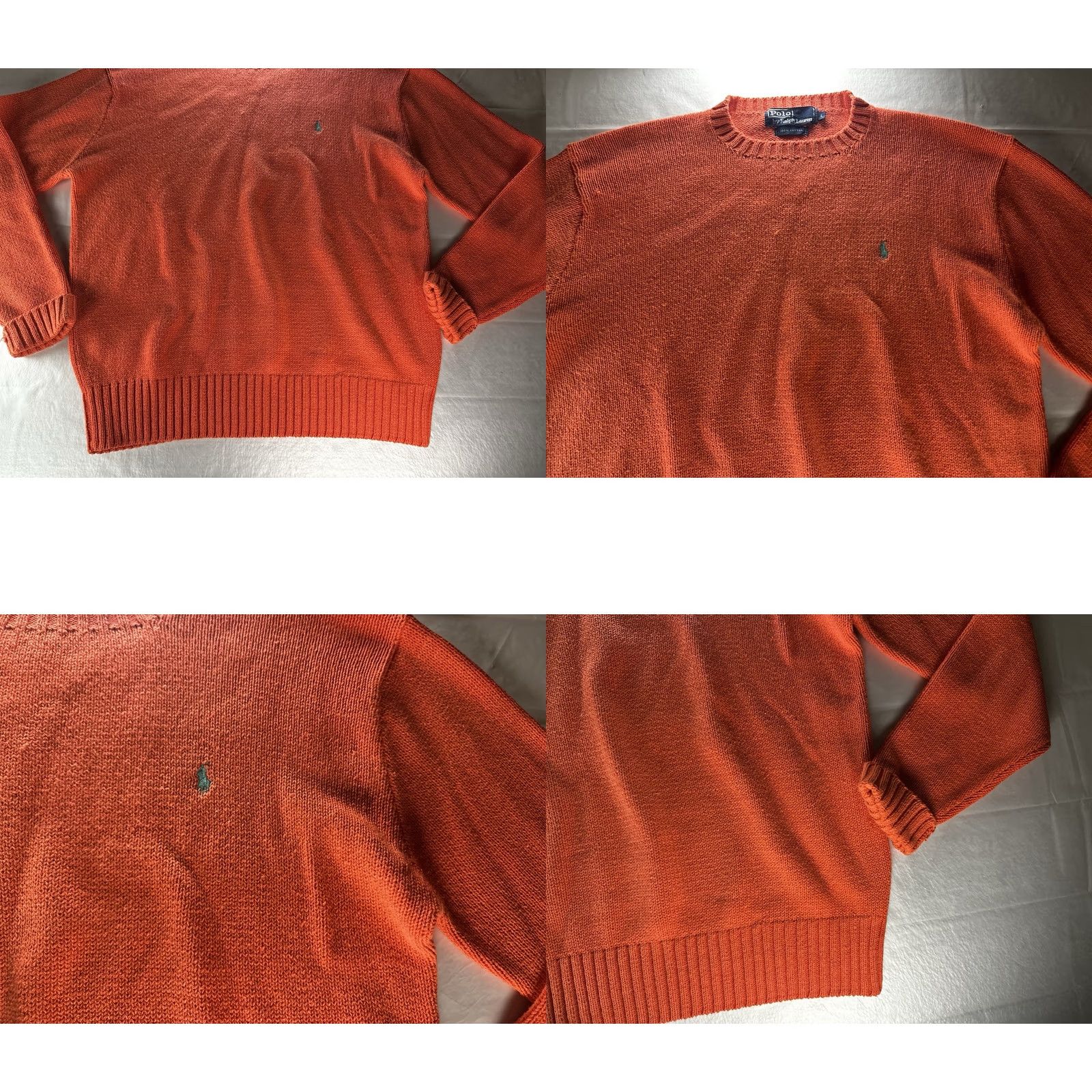 Polo Ralph Lauren VTG Polo Ralph Lauren Cotton Knit Orange Sweater Mens Large Green Pony Shirt Regular Knit Style Pullover 90s Vintage Size US L / EU 52-54 / 3 - 9 Thumbnail