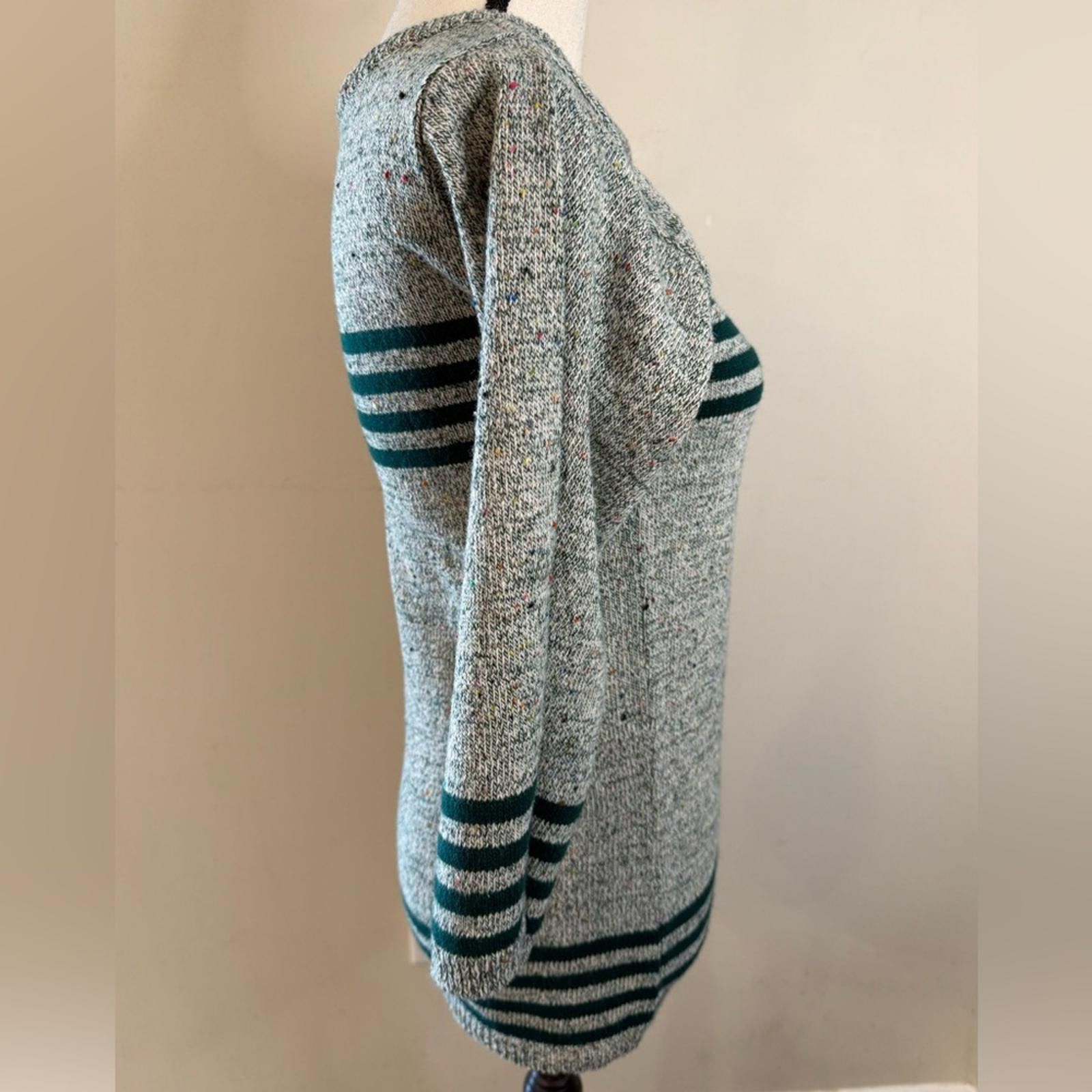 Other Penrose vintage sweater speckled gray & green stripes SZ SM Size S / US 4 / IT 40 - 2 Thumbnail
