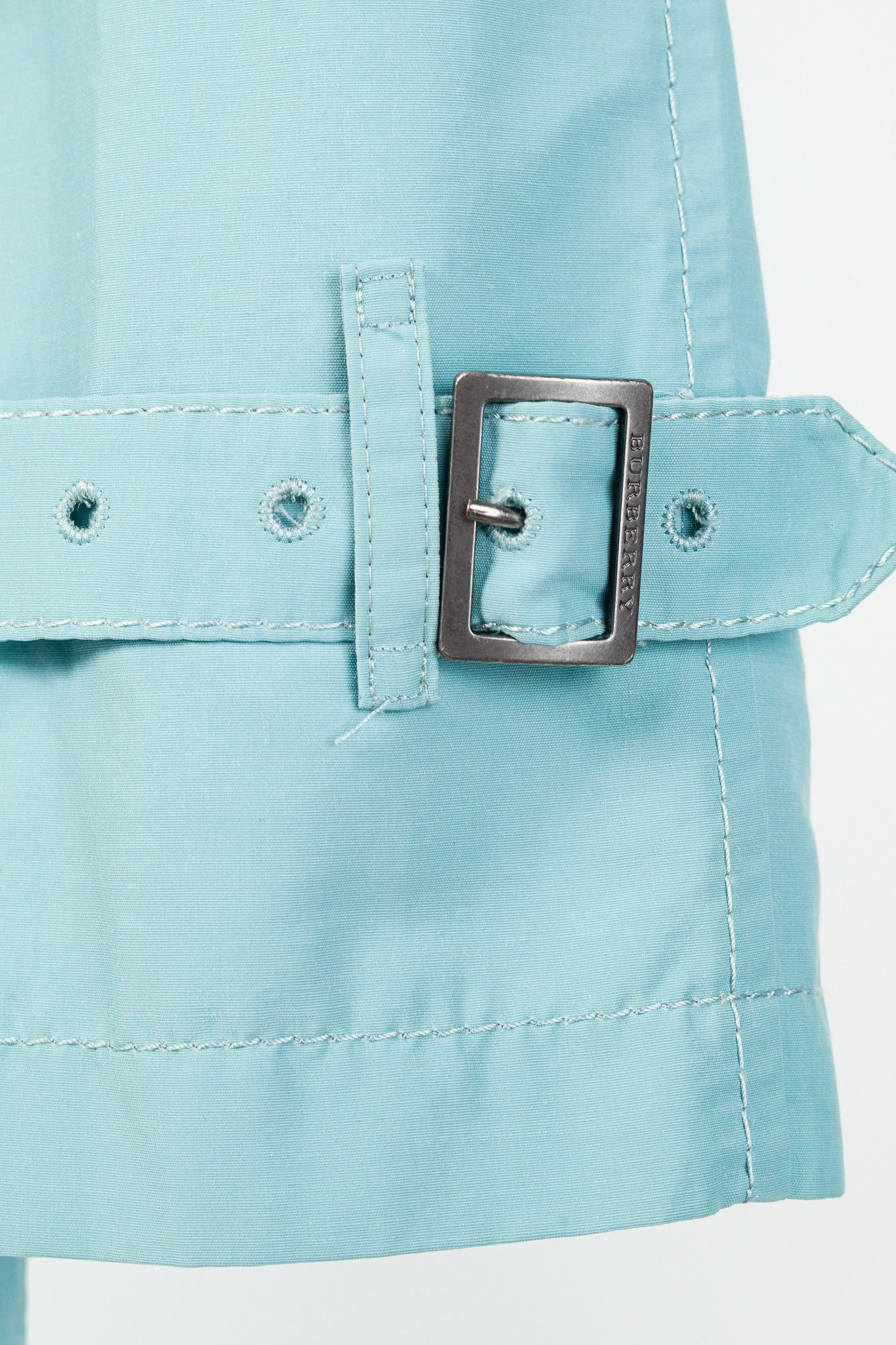 Burberry Burberry Turquoise Sateen Check-Undercollar Trench Coat Size M / US 6-8 / IT 42-44 - 7 Thumbnail