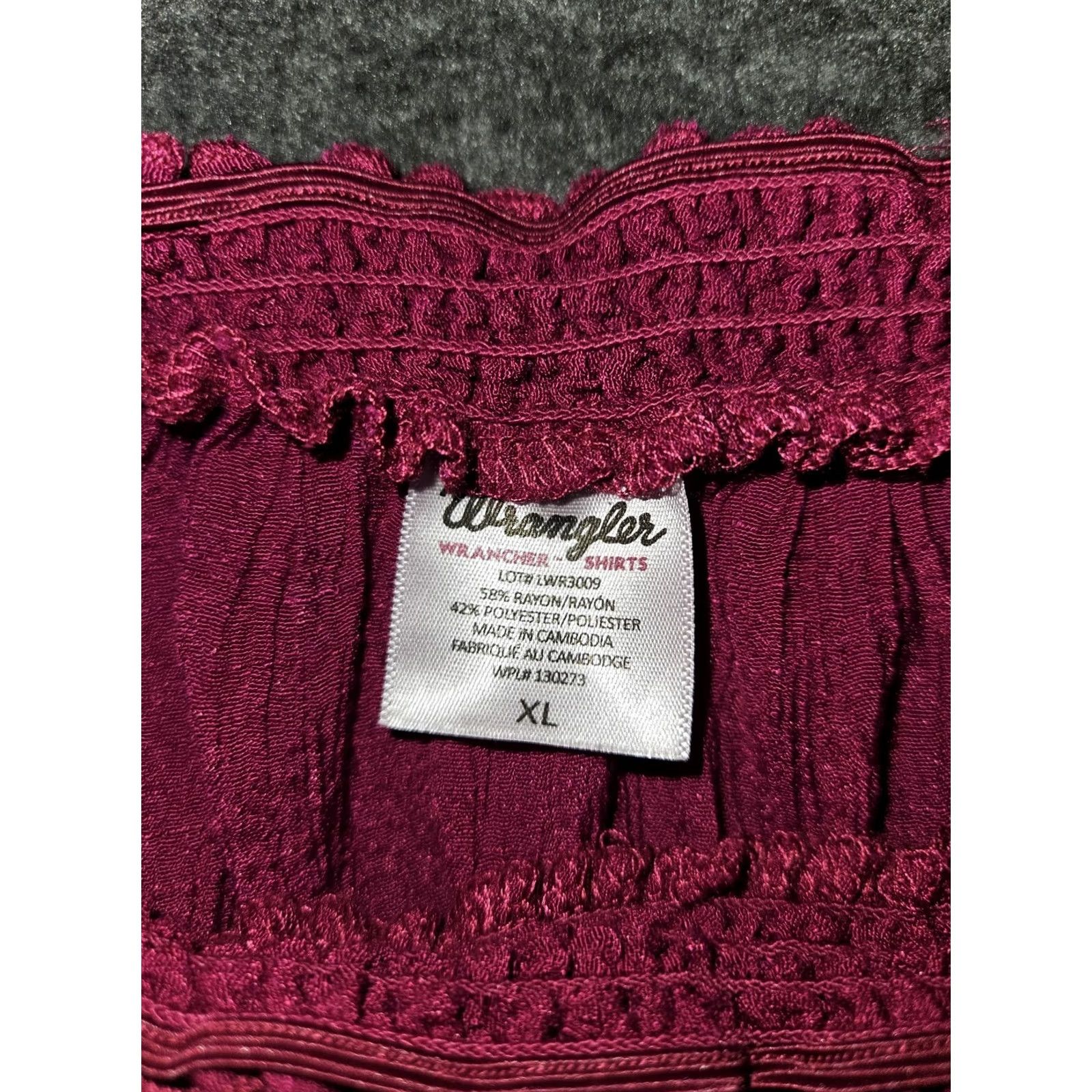 Wrangler Wrangler Wrancher Shirt Women's XL Off Shoulder 3/4 Sleeve Magenta Stretch Colorful Western Size XL / US 12-14 / IT 48-50 - 2 Thumbnail