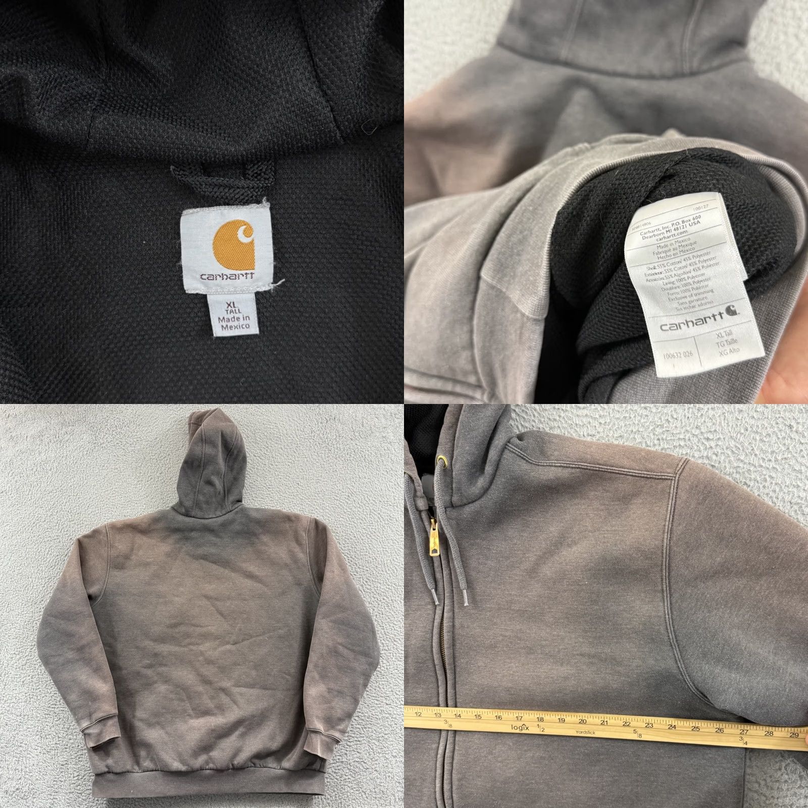 Carhartt Carhartt Sweatshirt Mens XL Tall Gray Rain Defender Thermal Hoodie Faded Outdoor Weather Resistant Zippered Full Zip Size US XL / EU 56 / 4 - 8 Thumbnail