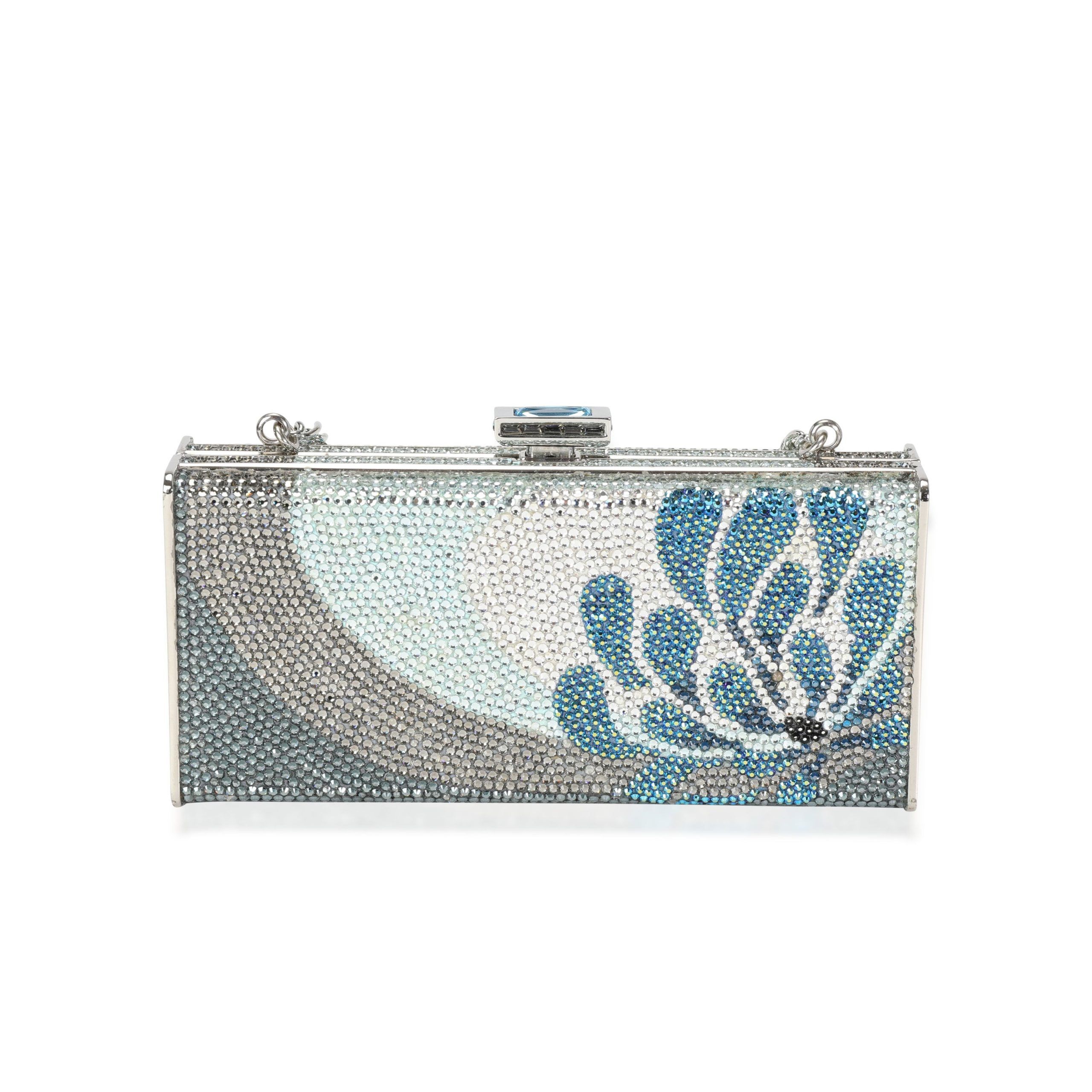 image of Judith Leiber Blue & Silver Crystal Minaudière, Women's