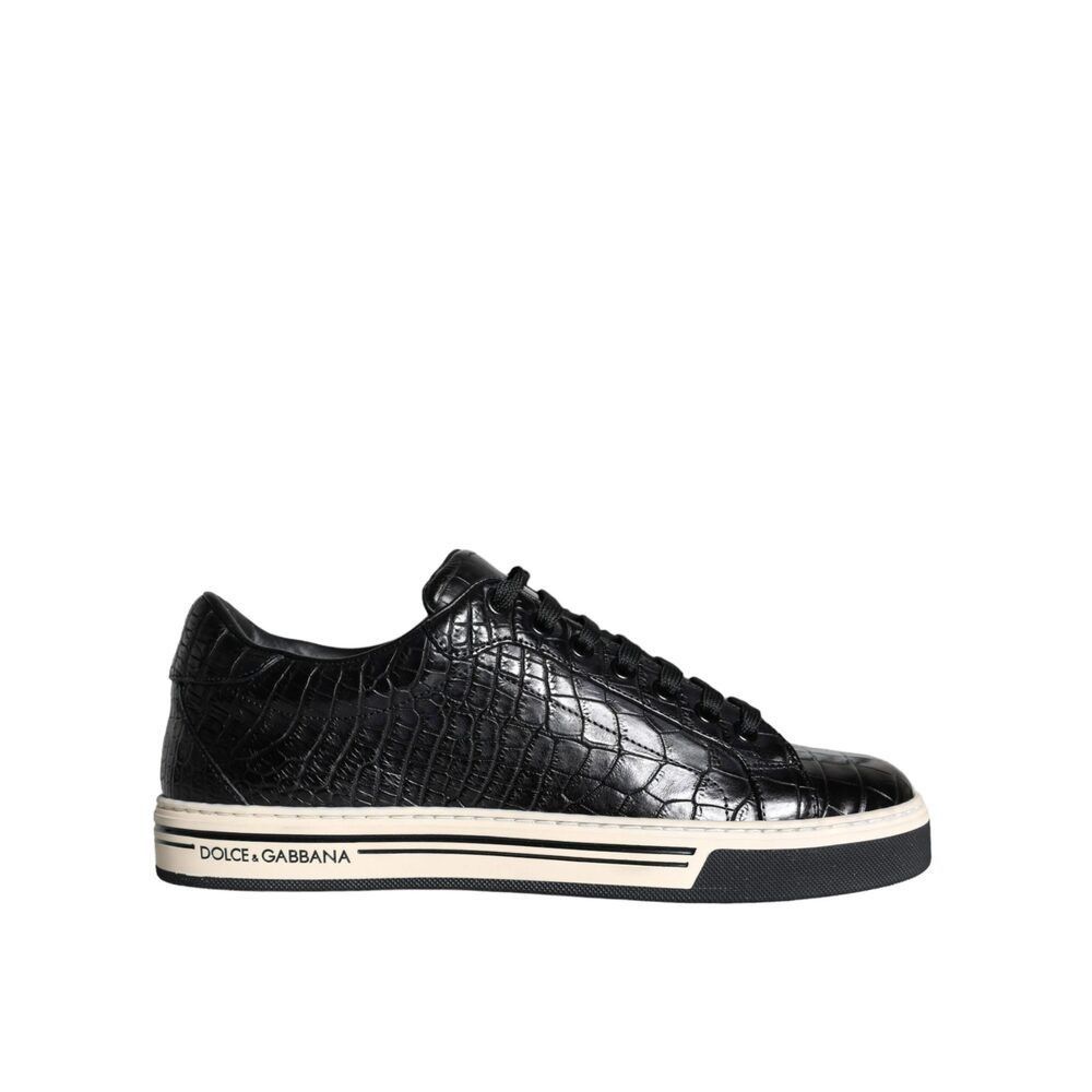 Dolce & Gabbana Dolce & Gabbana Black Leather Men Low Top Sneakers Shoes Size US 6 / EU 39 - 1 Thumbnail