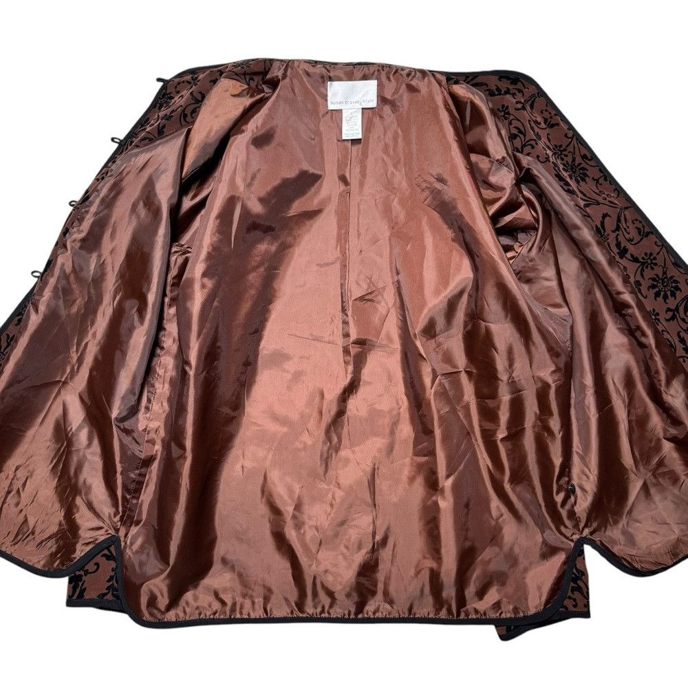 Other Susan Graver Brown Black Floral Velvet Burnout Jacket Size Size L / US 10 / IT 46 - 5 Thumbnail