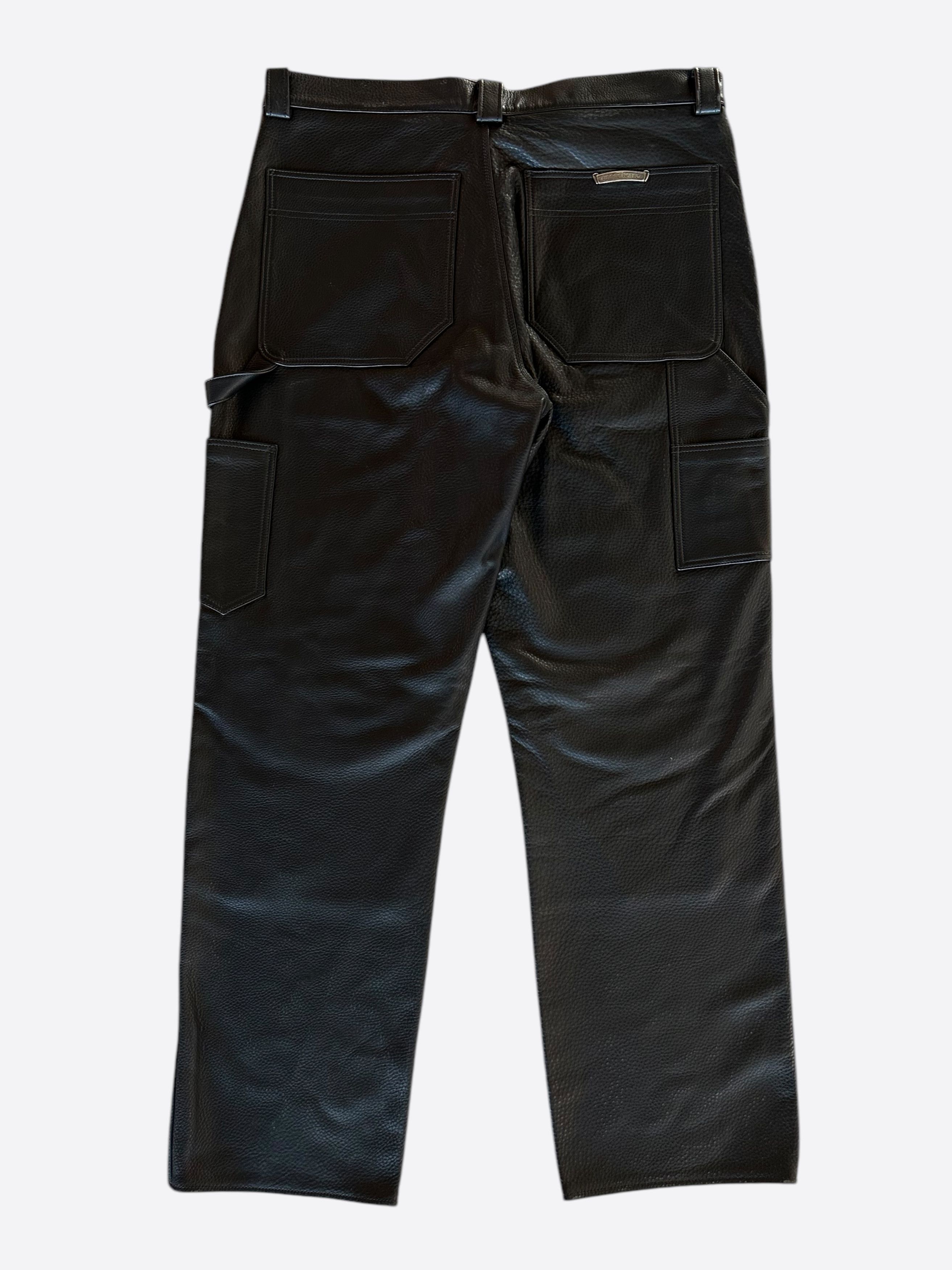 Chrome Hearts Chrome Hearts Black Leather Fleur Knee Carpenter Pants Size US 36 / EU 52 - 2 Thumbnail