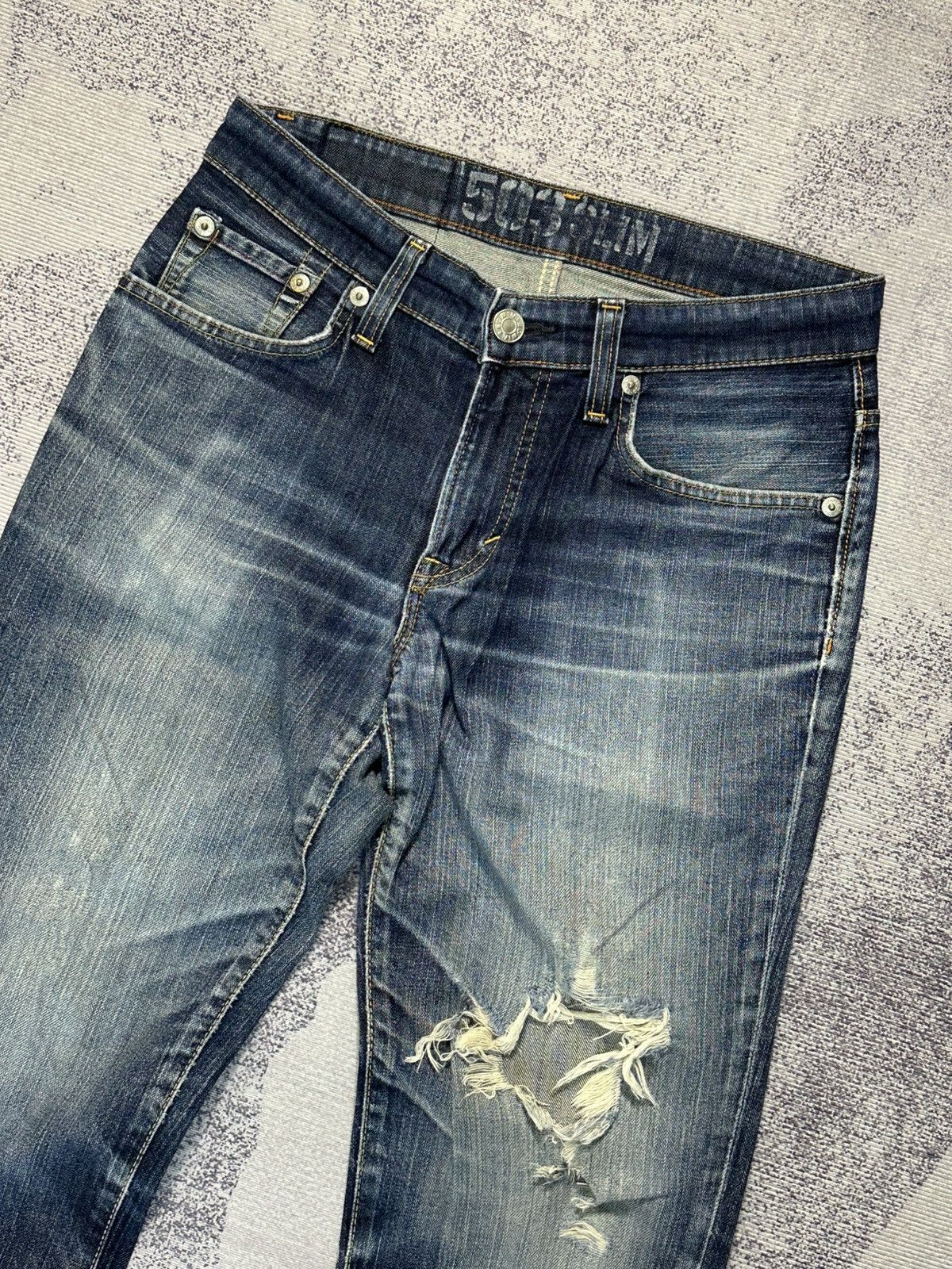 Kapital Edwin 503 Skinny Slim Blue Trip Distressed Denim Size US 30 / EU 46 - 3 Thumbnail