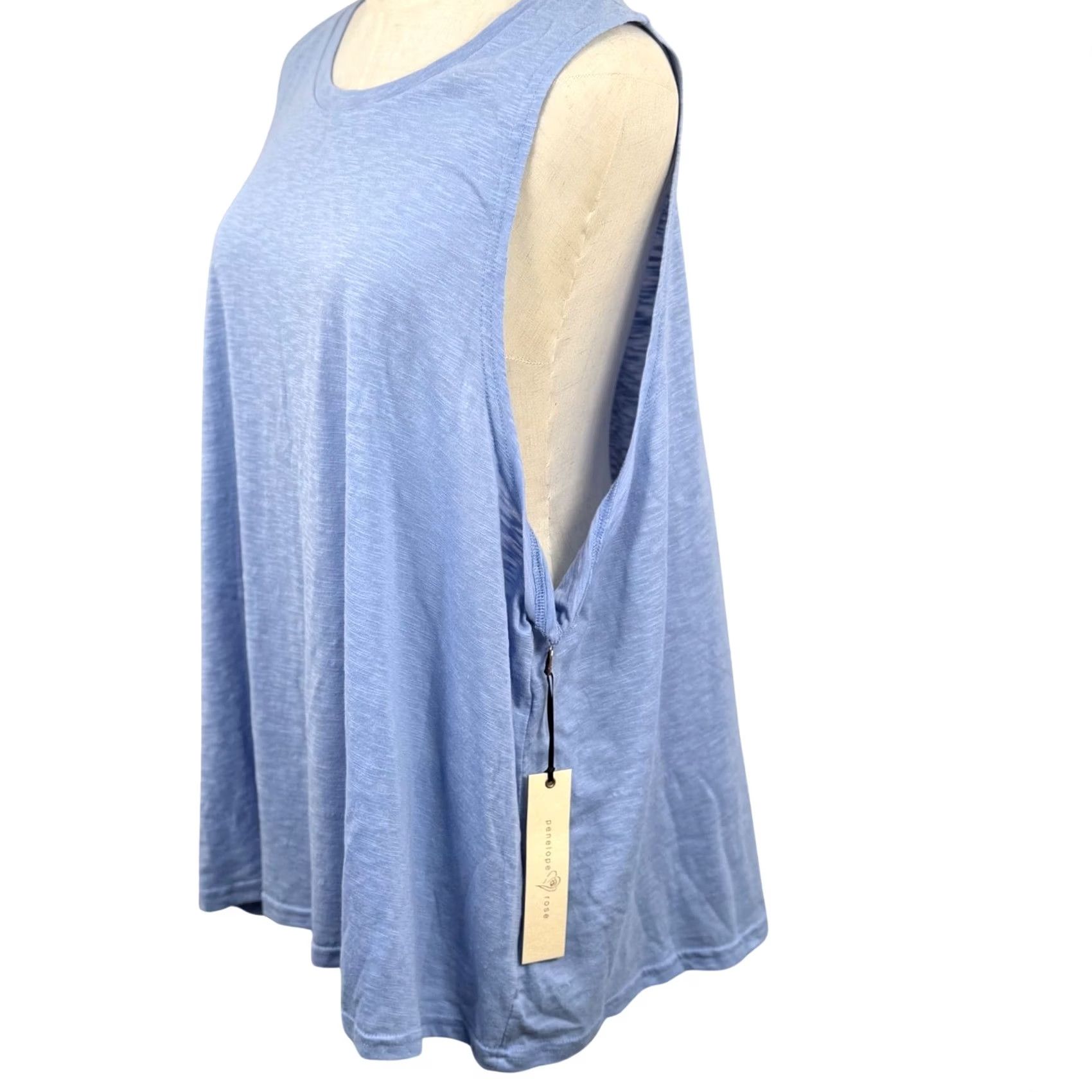Vintage VINTAGE Penelope Rose Tank Top Womens 3X Sleeveless Cotton Blend Slub Knit Blue NWT Size XXL / US 16-18 / IT 52-54 - 2 Thumbnail