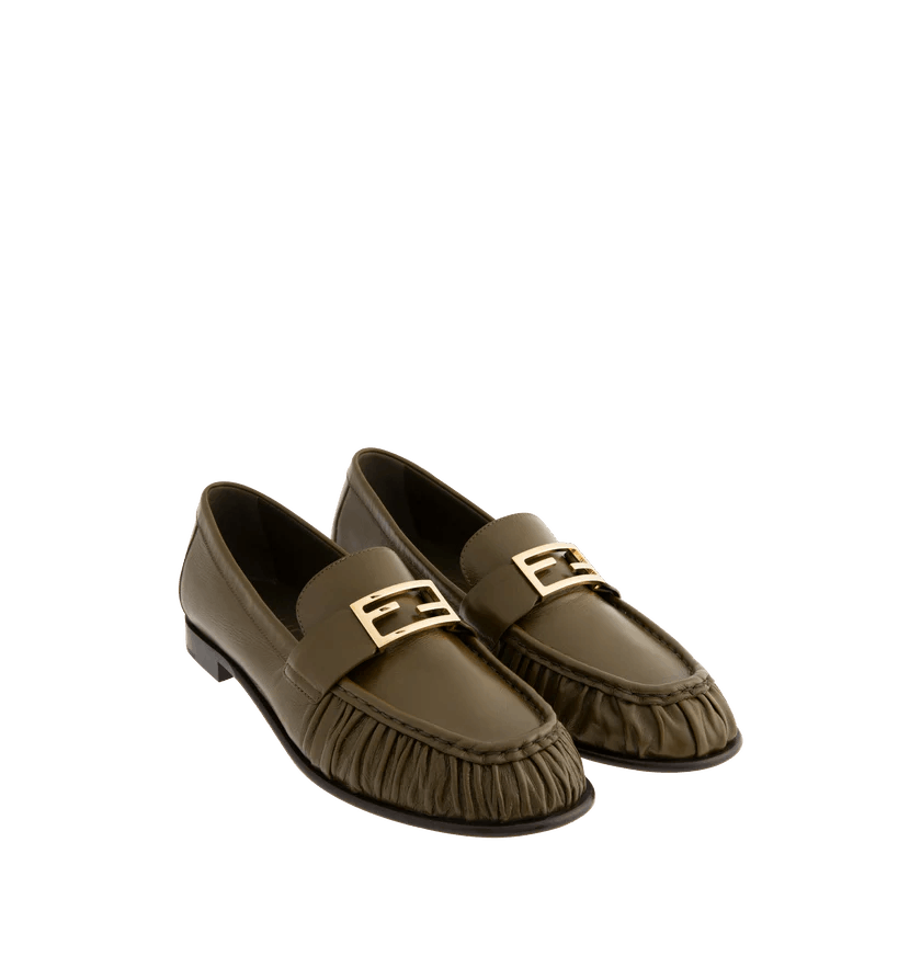 Fendi o1h1sh11225 Leather Loafers in Olive Green Size US 11 / IT 41 - 2 Thumbnail