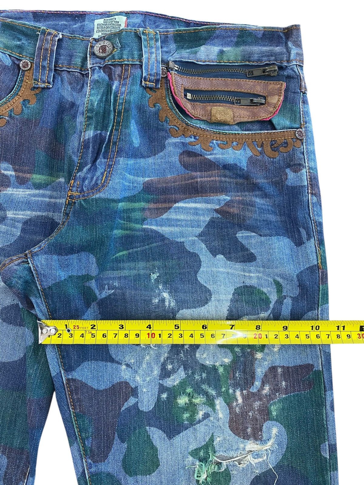 Japanese Brand Crazy Leopard Blue Camouflage Pattern Straight Cut Jeans Size US 32 / EU 48 - 7 Thumbnail