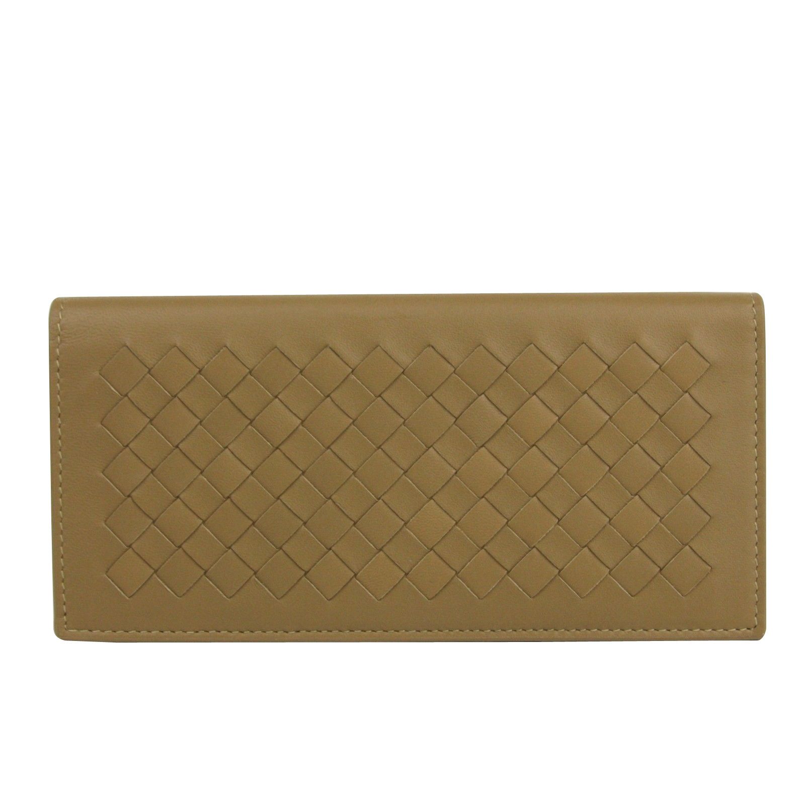 Bottega Veneta Men's Woven Light Brown Leather Long Bifold Wallet Size ONE SIZE - 1 Thumbnail