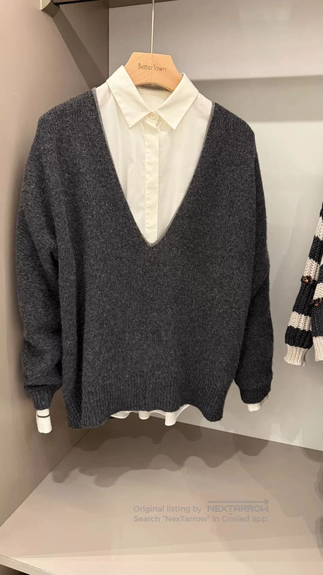 Brunello Cucinelli Brunello Cucinelli Gray Beaded Cashmere Sweater. Size US M / EU 48-50 / 2 - 2 Thumbnail