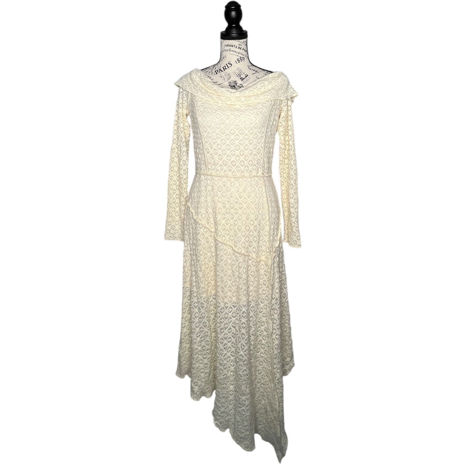 Other Yaya Asymmetrical Off-The-Shoulder Lace Midi Dress Long Sl Size S / US 4 / IT 40 - 1 Thumbnail