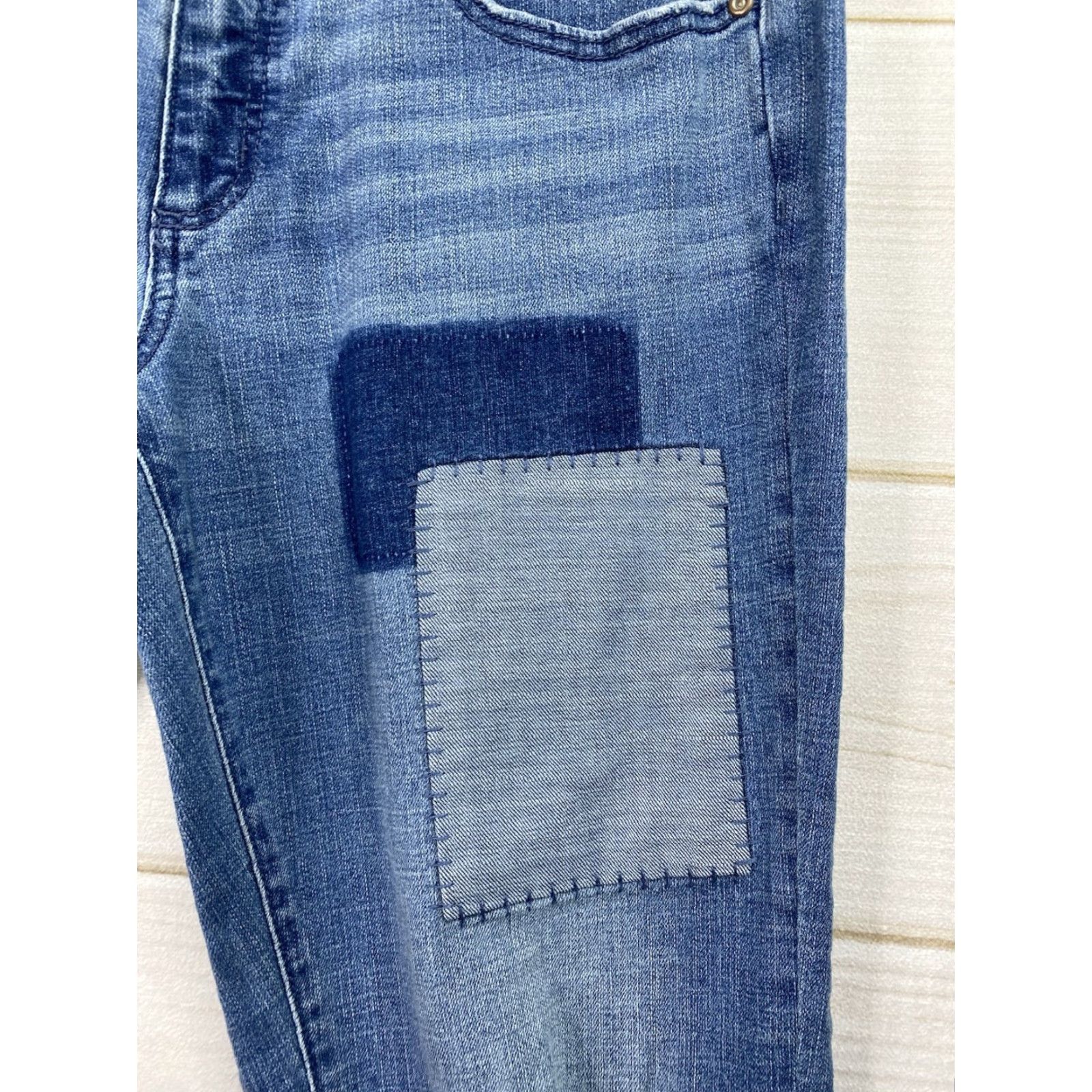 Vintage Sonoma Women's Girlfriend Jeans Size 10 Mid Rise Distressed Stretch Patches Leg Size 32" / US 10 / IT 46 - 2 Thumbnail