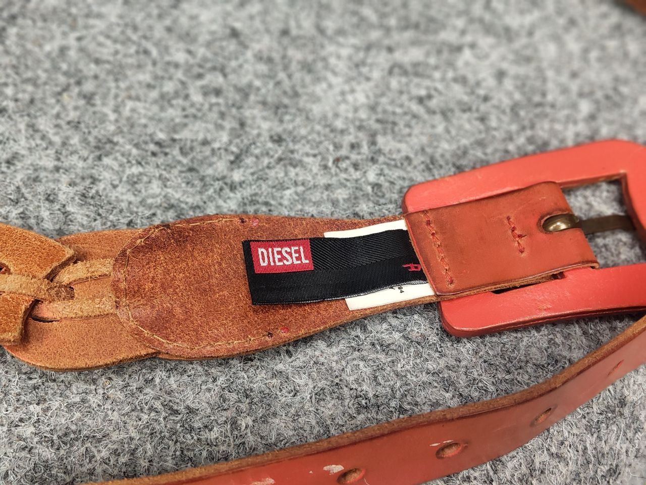 Diesel Vintage Diesel Brown Leather Braided Orange belt Y2K Style Size ONE SIZE - 12 Thumbnail