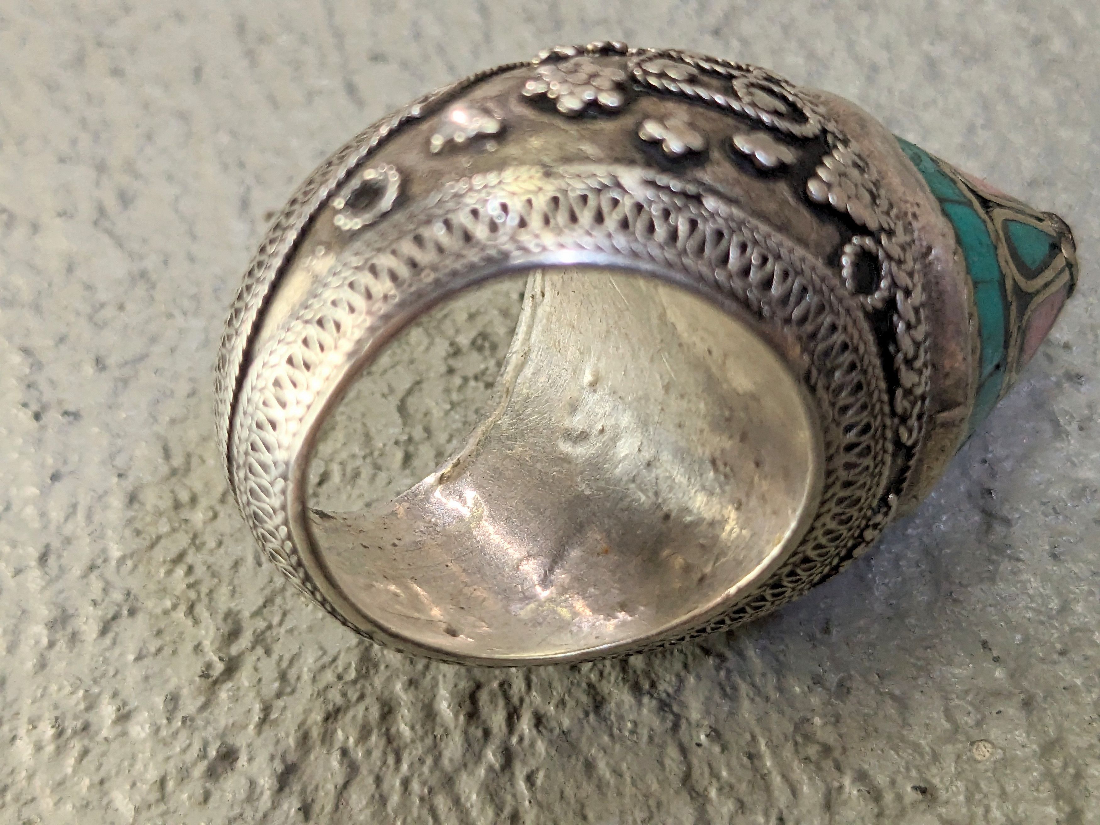Jewelry Vintage Coral Turquoise Ring 8.5 Tribal Kuchi Afghanistan Size ONE SIZE - 15 Thumbnail