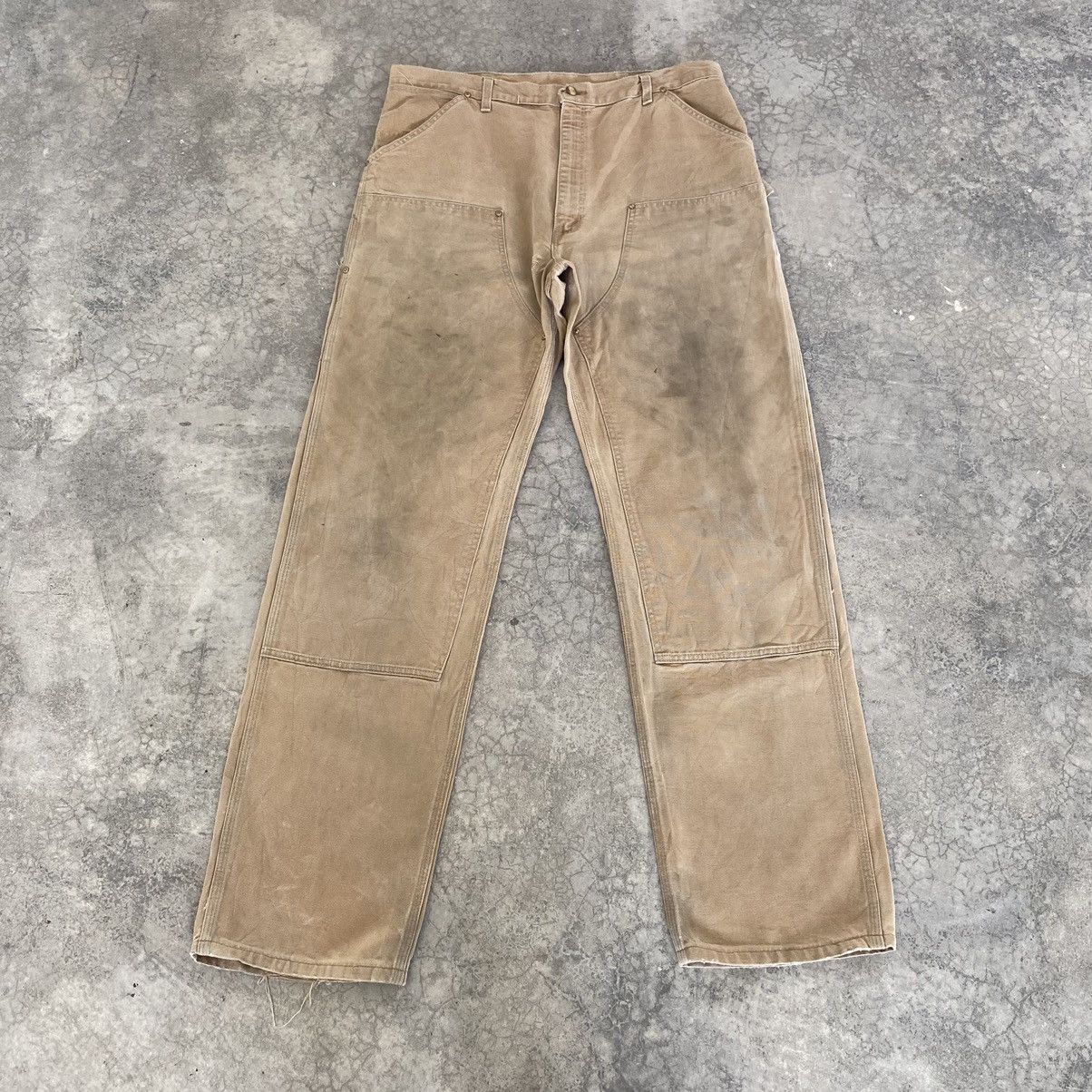 Carhartt VTG Carhartt Double Knee Faded Tan Dirty Carpenter Pants Size US 36 / EU 52 - 1 Thumbnail