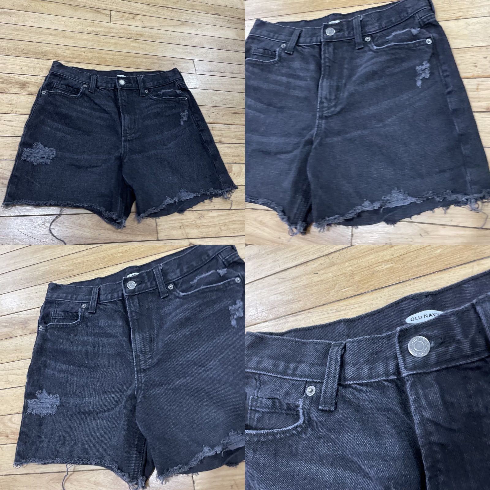 Old Navy VINTAGE OLD NAVY Denim Shorts Womens 2 Black Fringe RawHem Grunge Distres Model 2 Size 26" / US 2 / IT 38 - 10 Thumbnail