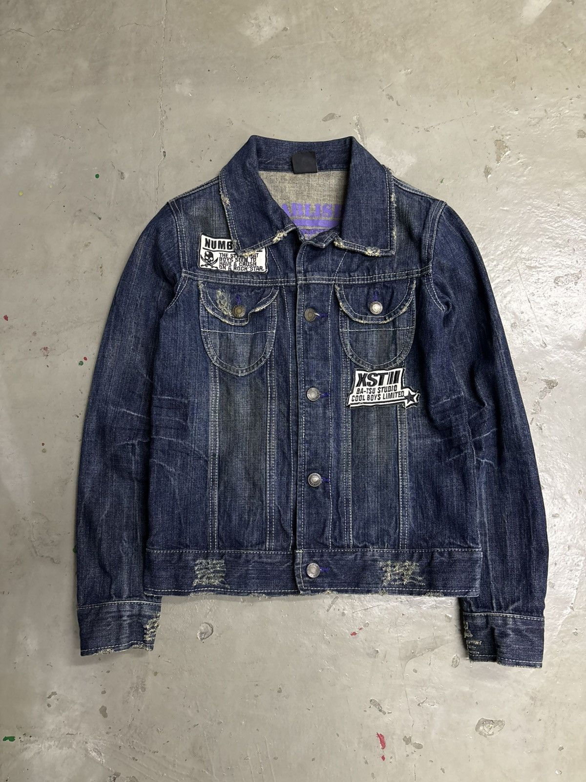 If Six Was Nine Ba-Tsu Studio Rock Star Skull Type III Denim Zip Up Jacket Size US XS / EU 42 / 0 - 4 Thumbnail
