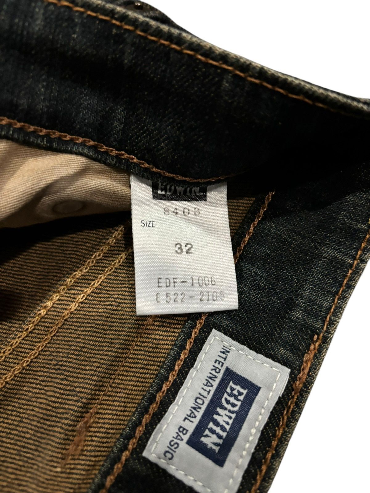 Edwin × Japanese Brand Vintage Y2k Edwin 403 Made In Japan Straight Cut Jeans Size US 33 - 7 Thumbnail