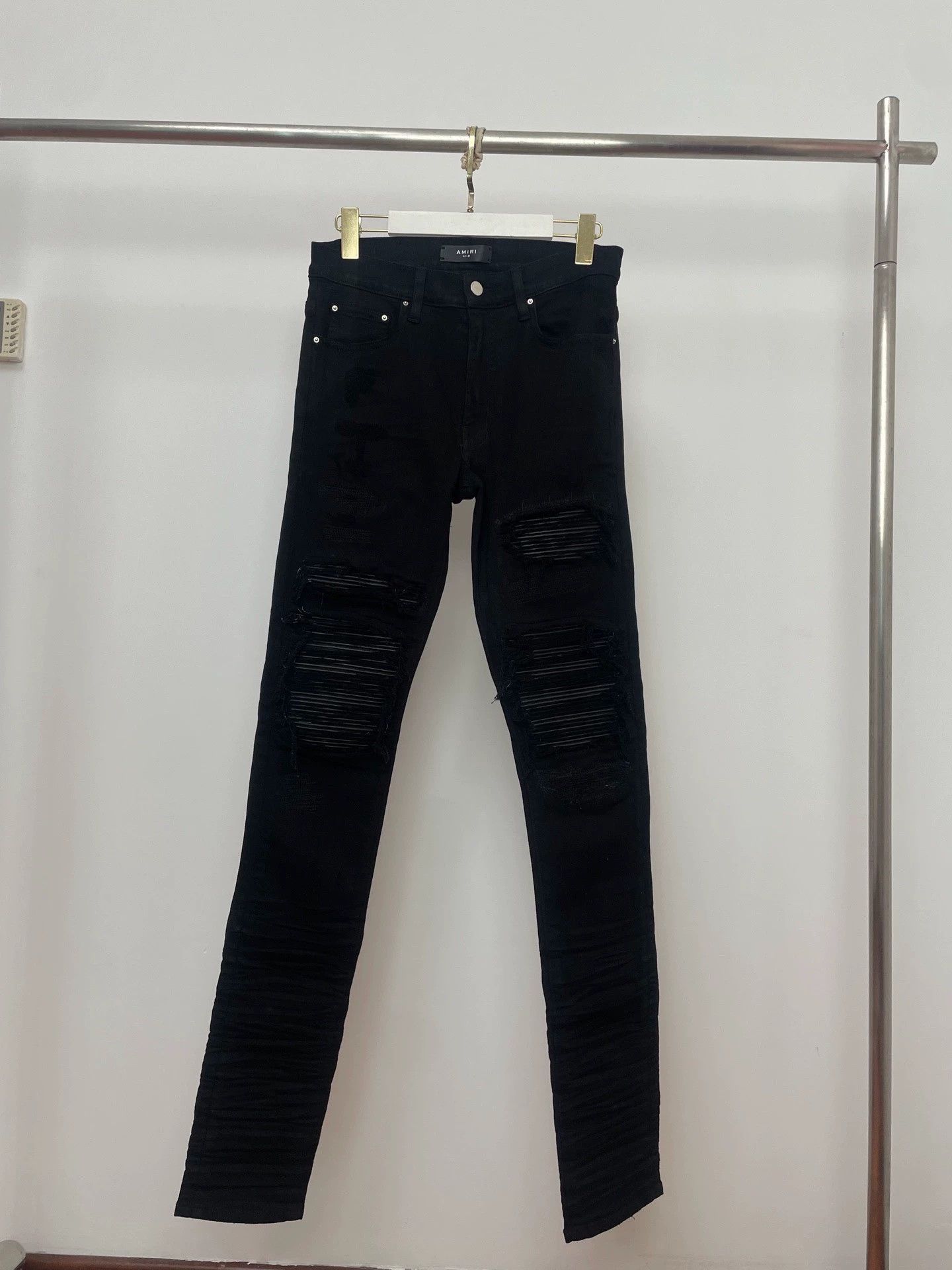 Amiri Amiri Black Leather-Paneled Jeans 30 Size US 30 / EU 46 - 1 Thumbnail
