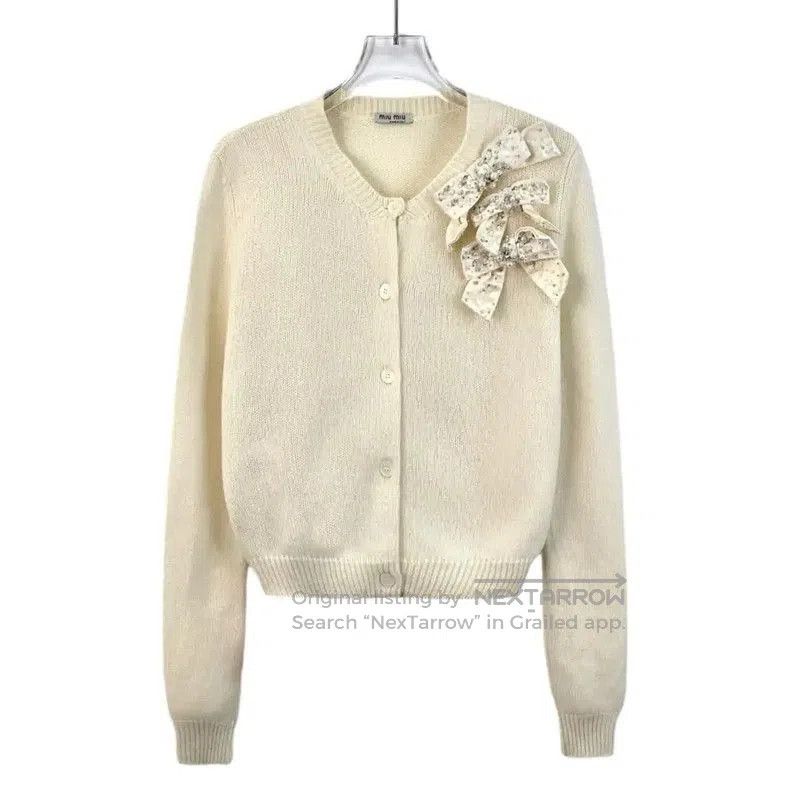 Miu Miu Miu Miu Beige Cashmere Cardigan for Women . Size XS / US 0-2 / IT 36-38 - 1 Thumbnail