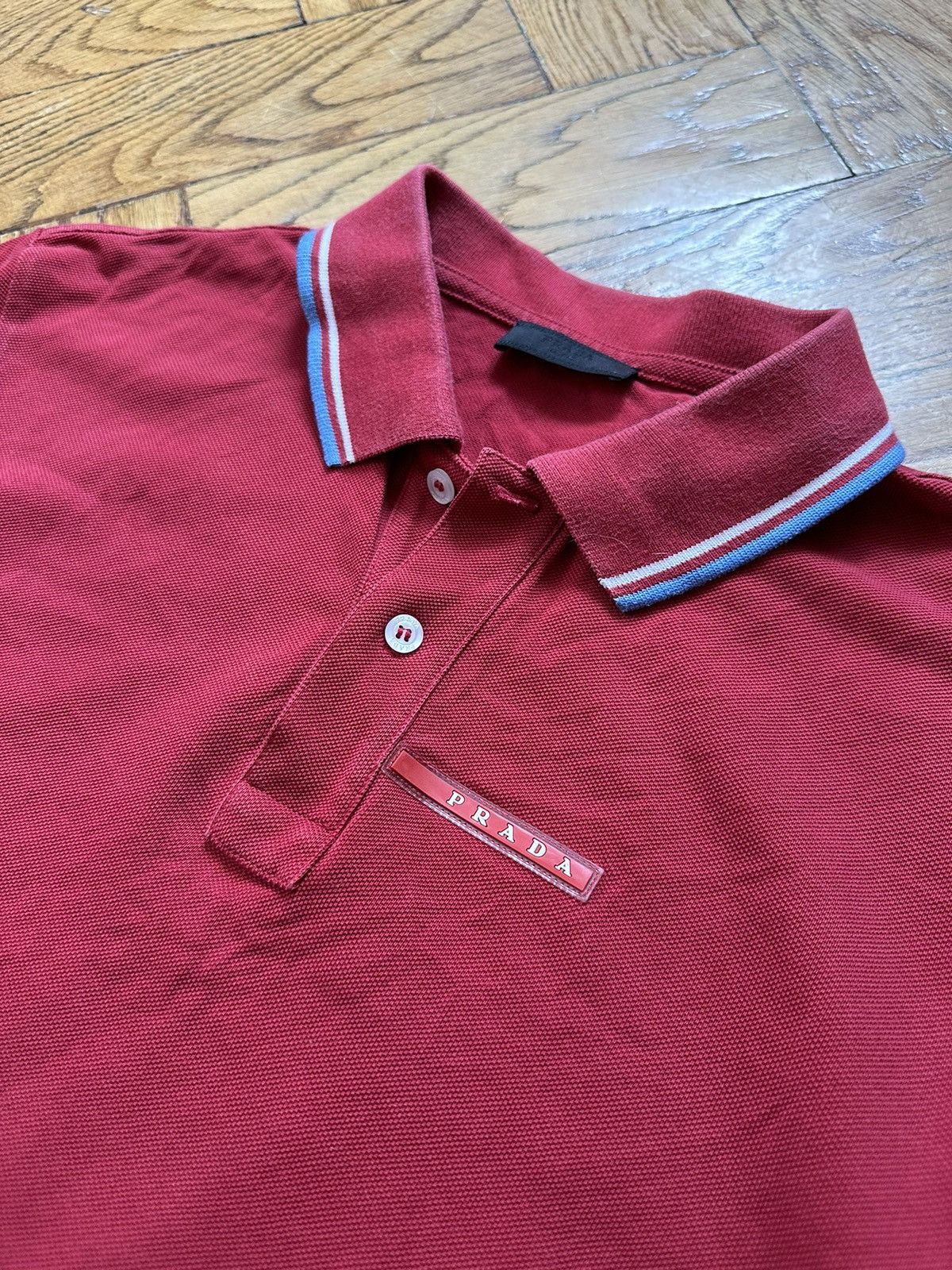 Prada PRADA MILANO RED TAB POLO T-SHIRT TEE Size US L / EU 52-54 / 3 - 4 Thumbnail